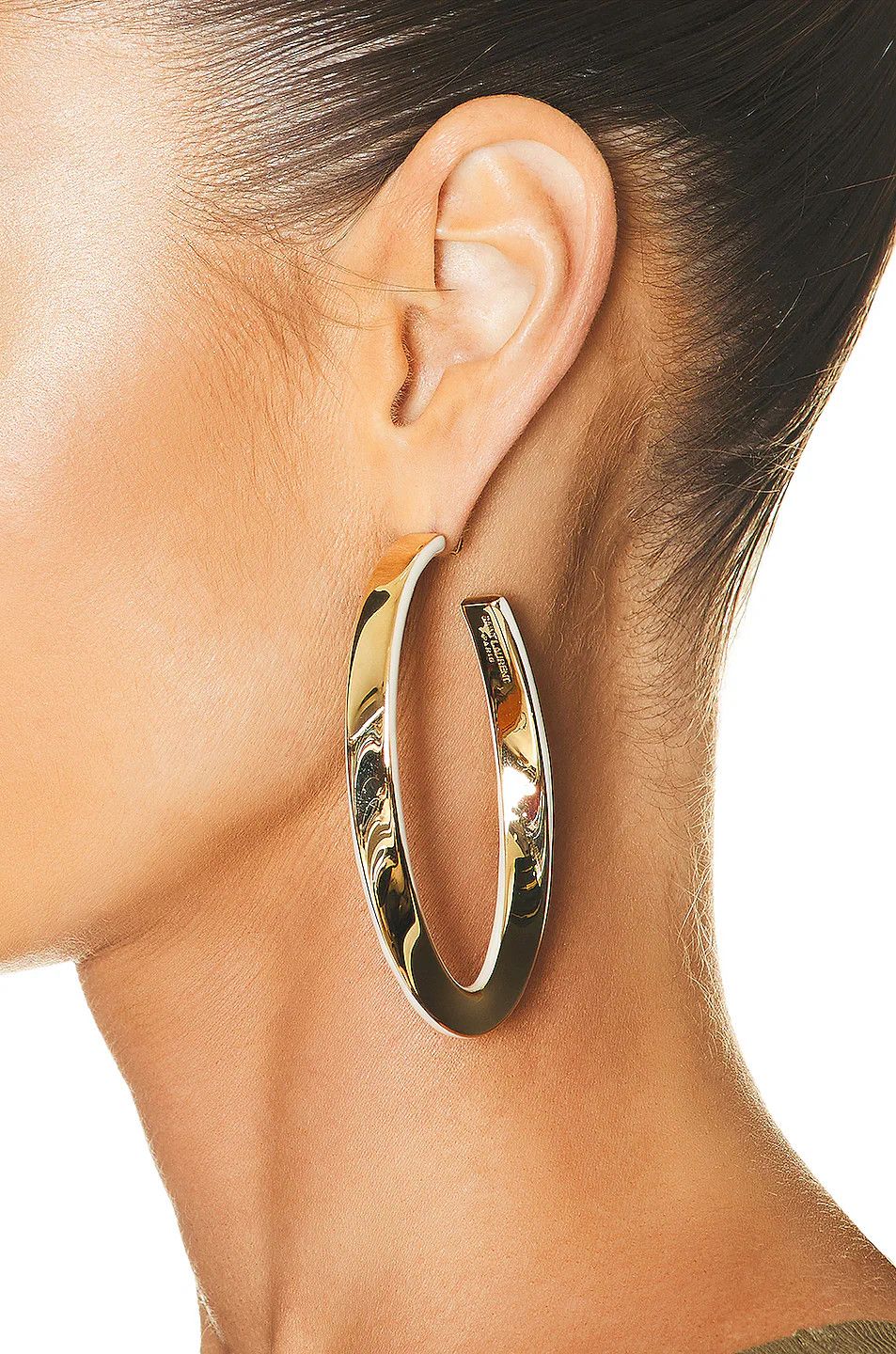 Saint Laurent Paris o1la1rc1a0525 Size: OS / 730692 Oval Curved Hoop Earrings Size ONE SIZE - 2 Thumbnail