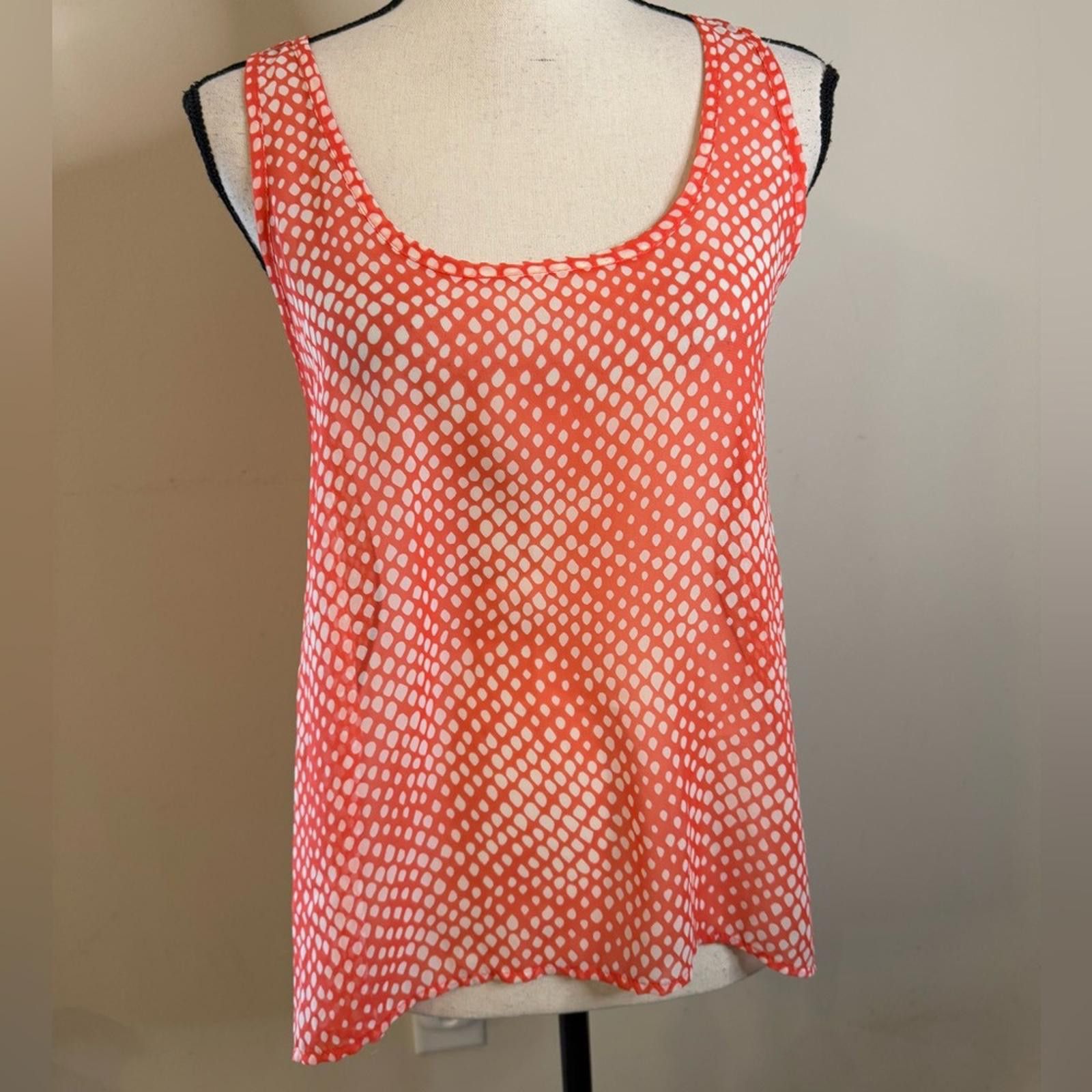 Other Soprano coral & white polka dot semi sheer tank top SZ small Size S / US 4 / IT 40 - 1 Thumbnail