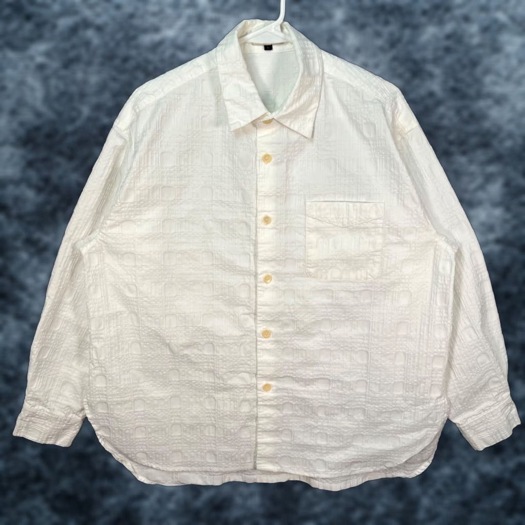Vintage Waterever Mens Large White Textured Button-Up Shirt Long Sleeve Size US L / EU 52-54 / 3 - 1 Thumbnail