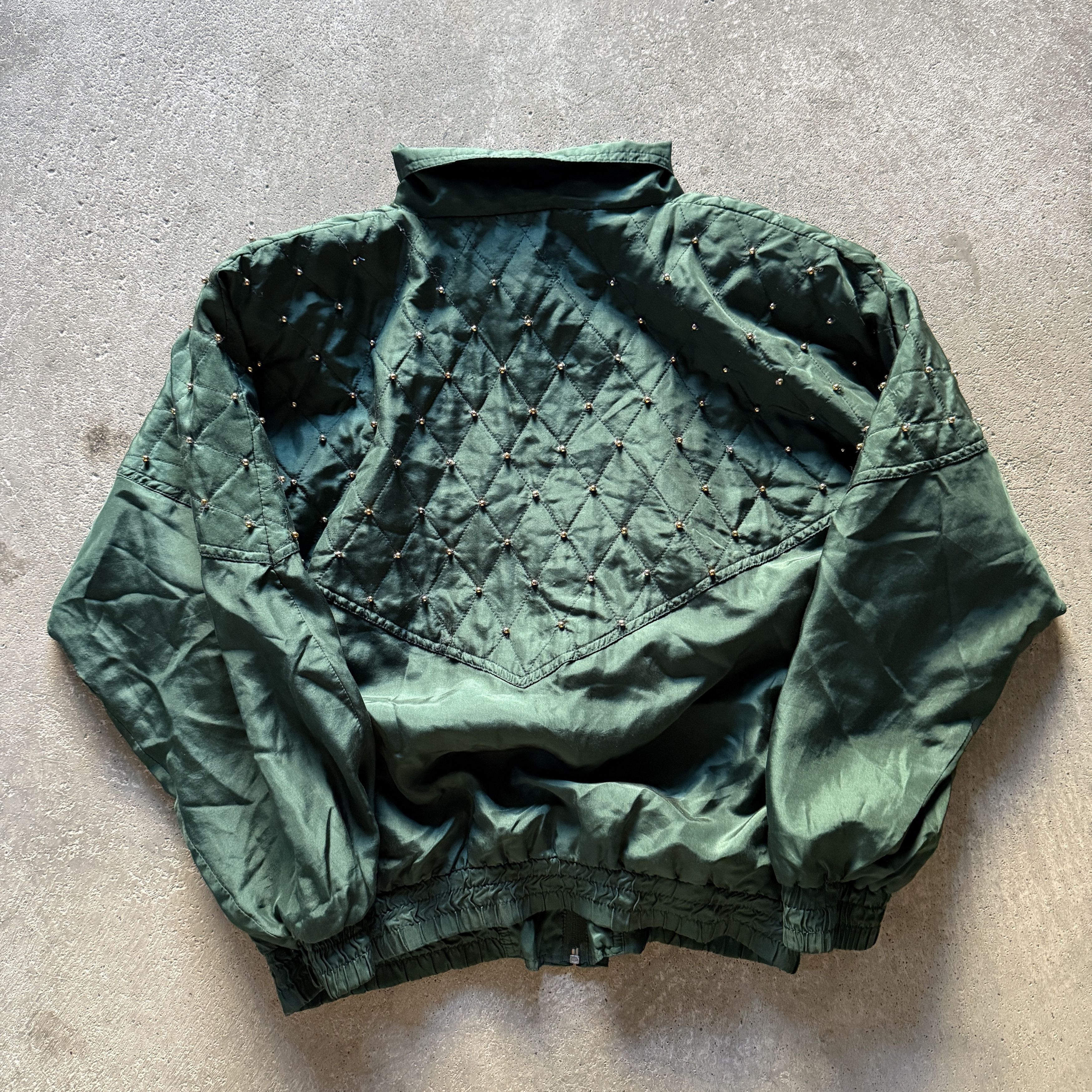 Other vintage green silk studded cropped boxy bomber jacket Size S / US 4 / IT 40 - 6 Thumbnail