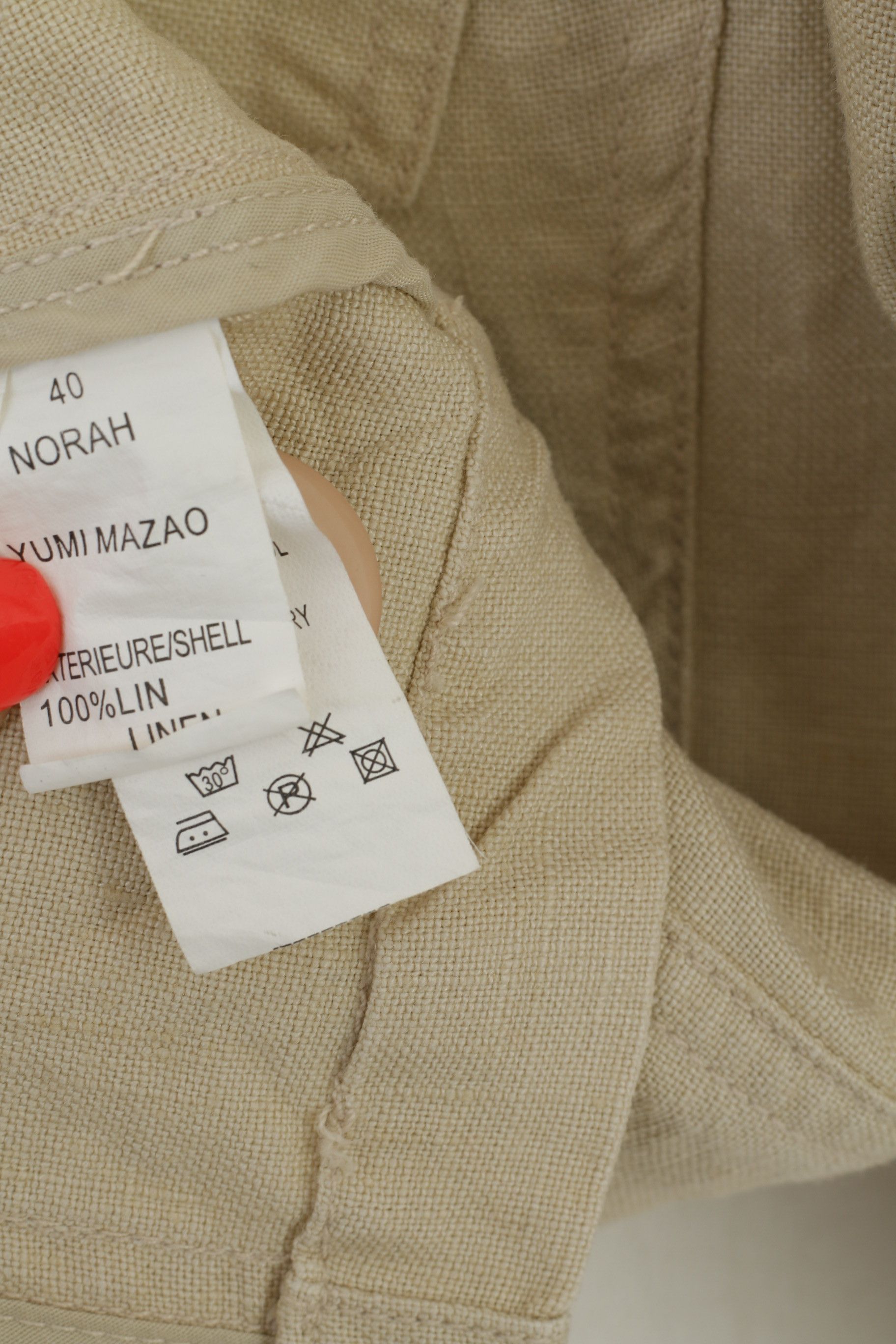 Vintage Yumi Mazao Women 40 S Jacket Beige Vintage Linen 2894 Size S / US 4 / IT 40 - 4 Thumbnail