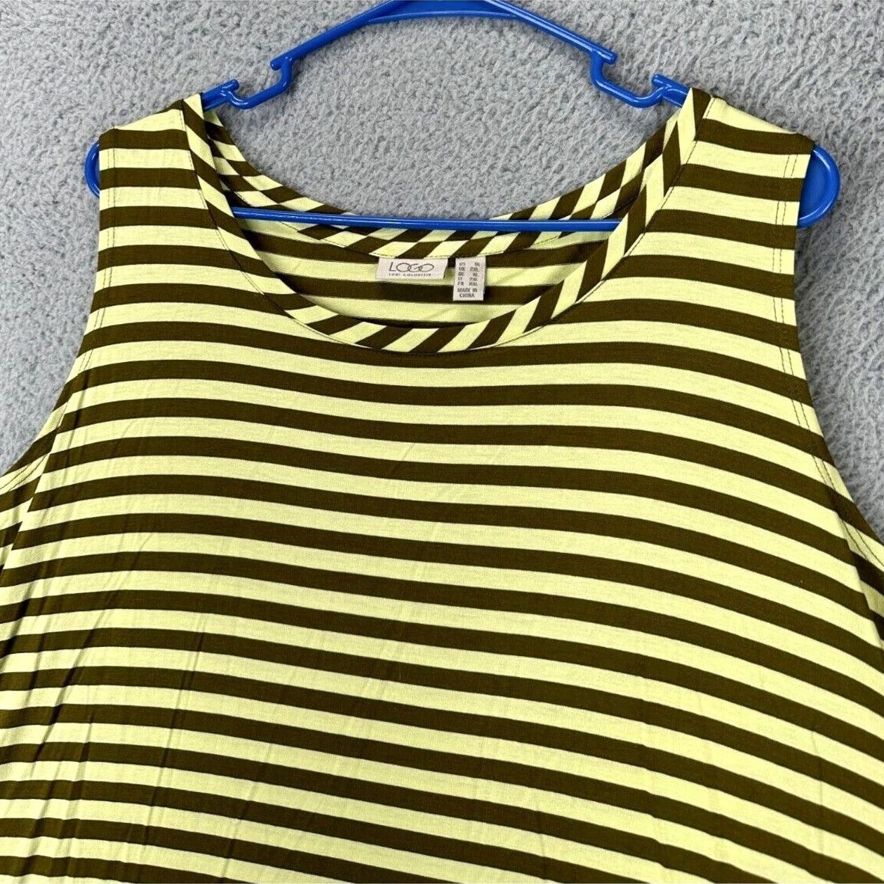 Vintage LOGO Lori Goldstein Shirt Tank Top Womens 1X Plus Yellow Striped Sleeveless Crew Neck NEW Size XL / US 12-14 / IT 48-50 - 3 Thumbnail