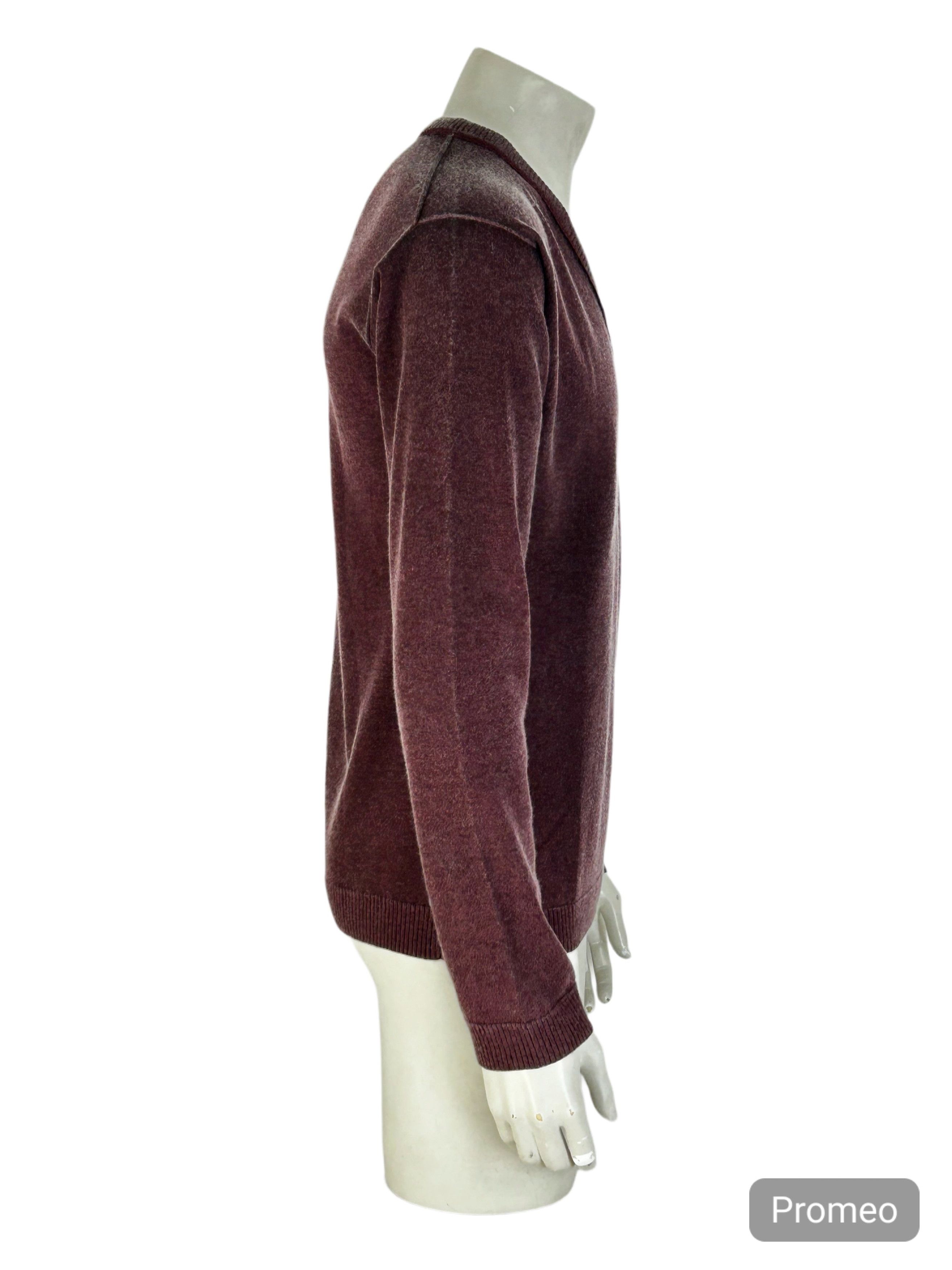 John Galliano John Galliano Burgundy Cashmere V-Neck Knitwear Size US XL / EU 56 / 4 - 2 Thumbnail