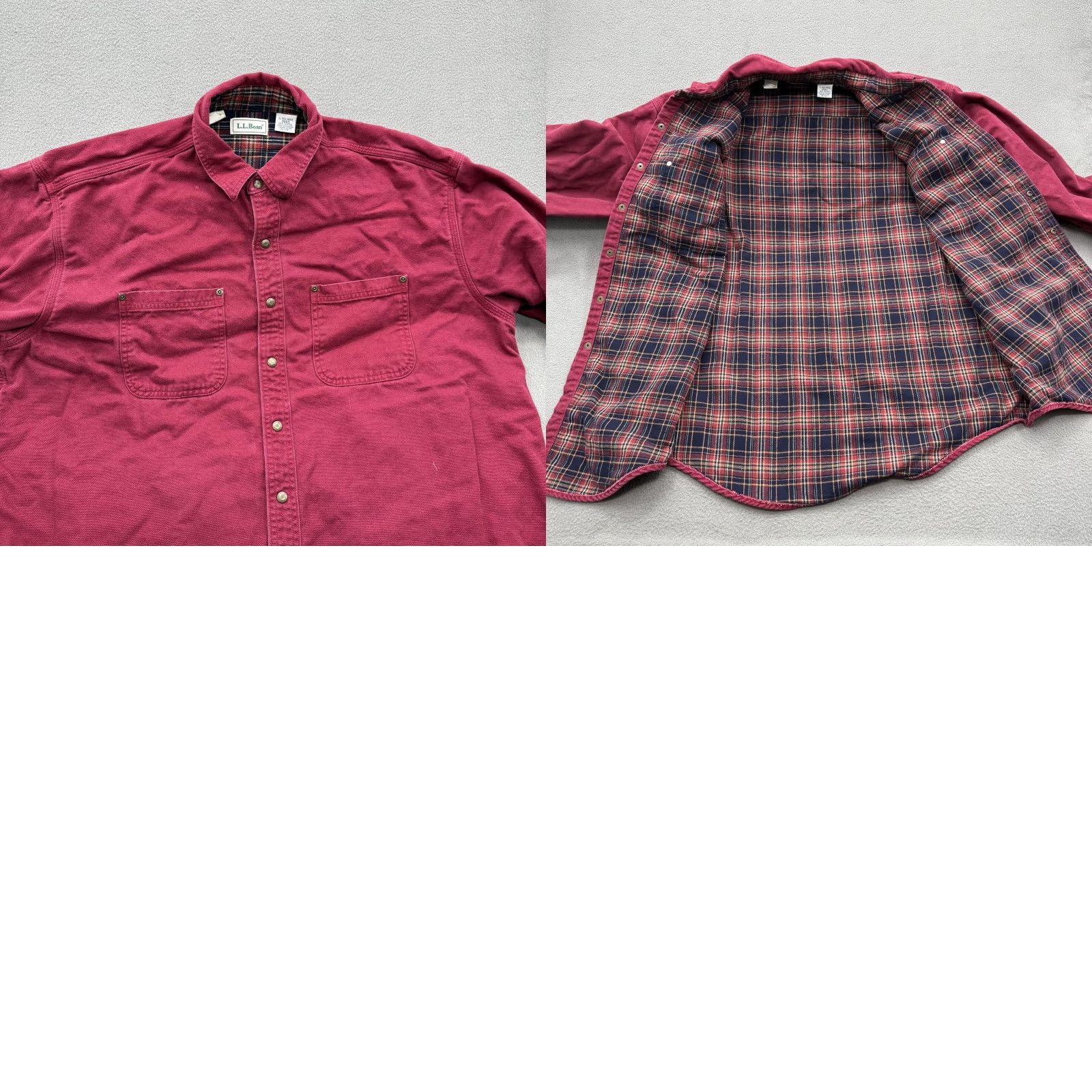 Vintage VINTAGE L.L.Bean Shacket Mens XL Red Flannel Lined Snap Front Cotton Workwear Canada Size US XL / EU 56 / 4 - 8 Thumbnail