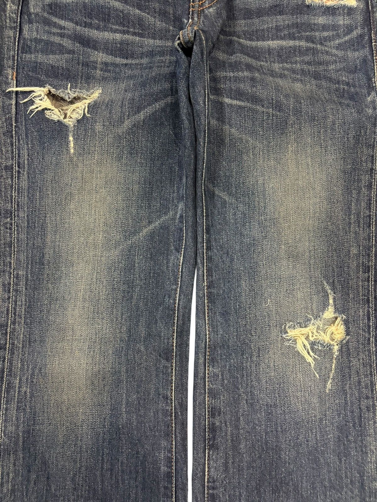 Japanese Brand Vintage Blue Cult Distressed Flare Low Rise Jeans Size 31" - 5 Thumbnail