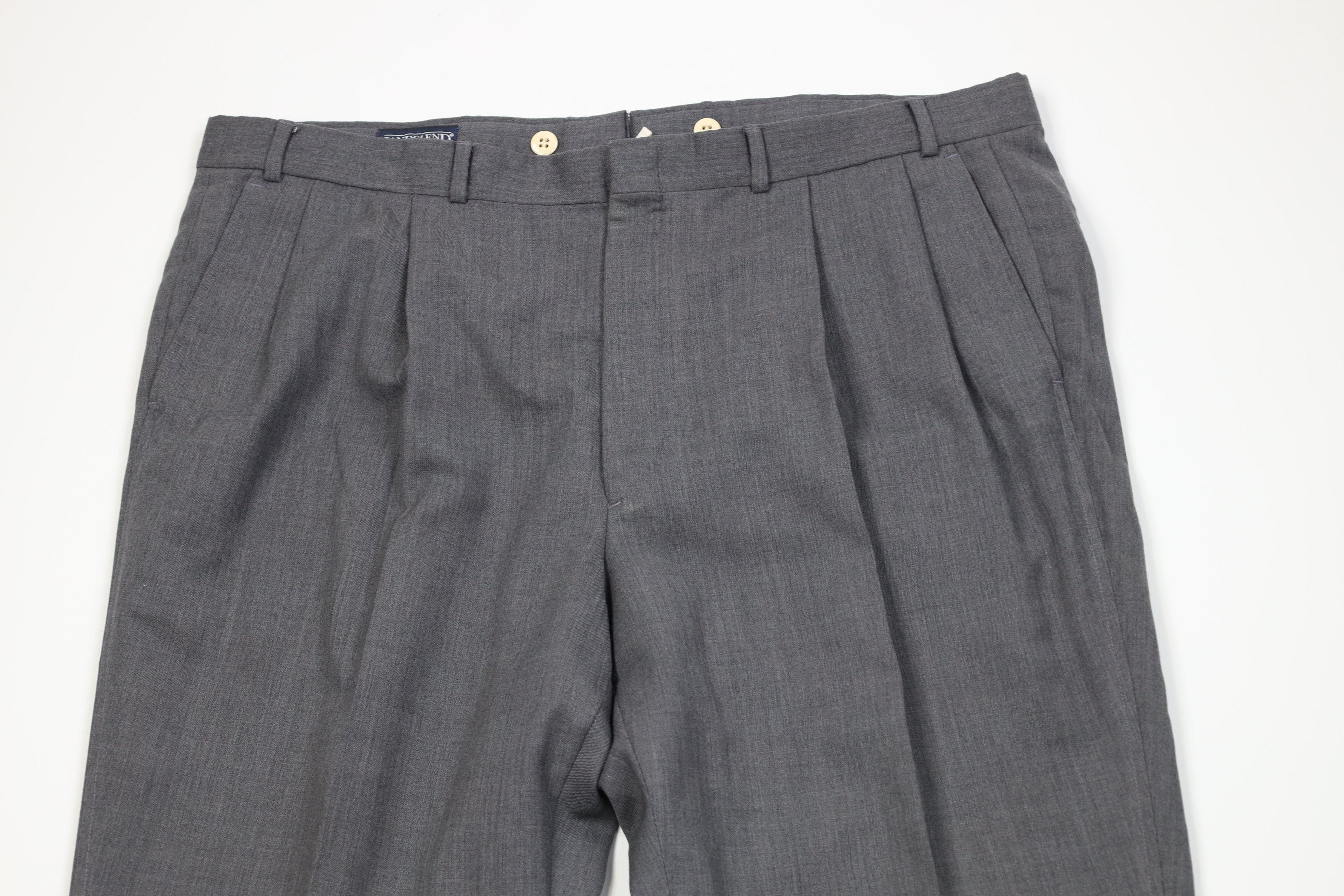 Lands' End Vintage 80s Lands End Knit Wide Leg Chino Pants Gray USA Size US 40 / EU 56 - 2 Thumbnail