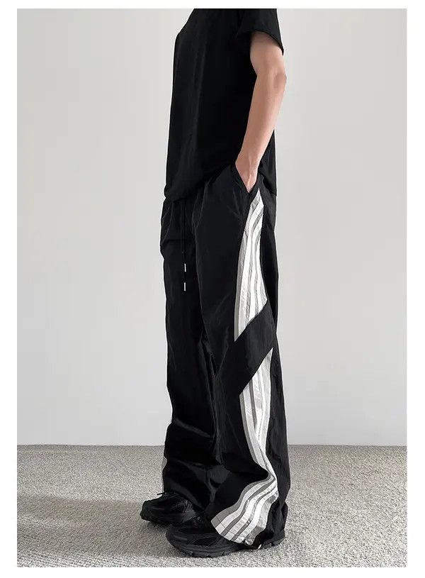 VIBE Black Baggy Striped Sweatpants Size US 30 / EU 46 - 7 Thumbnail