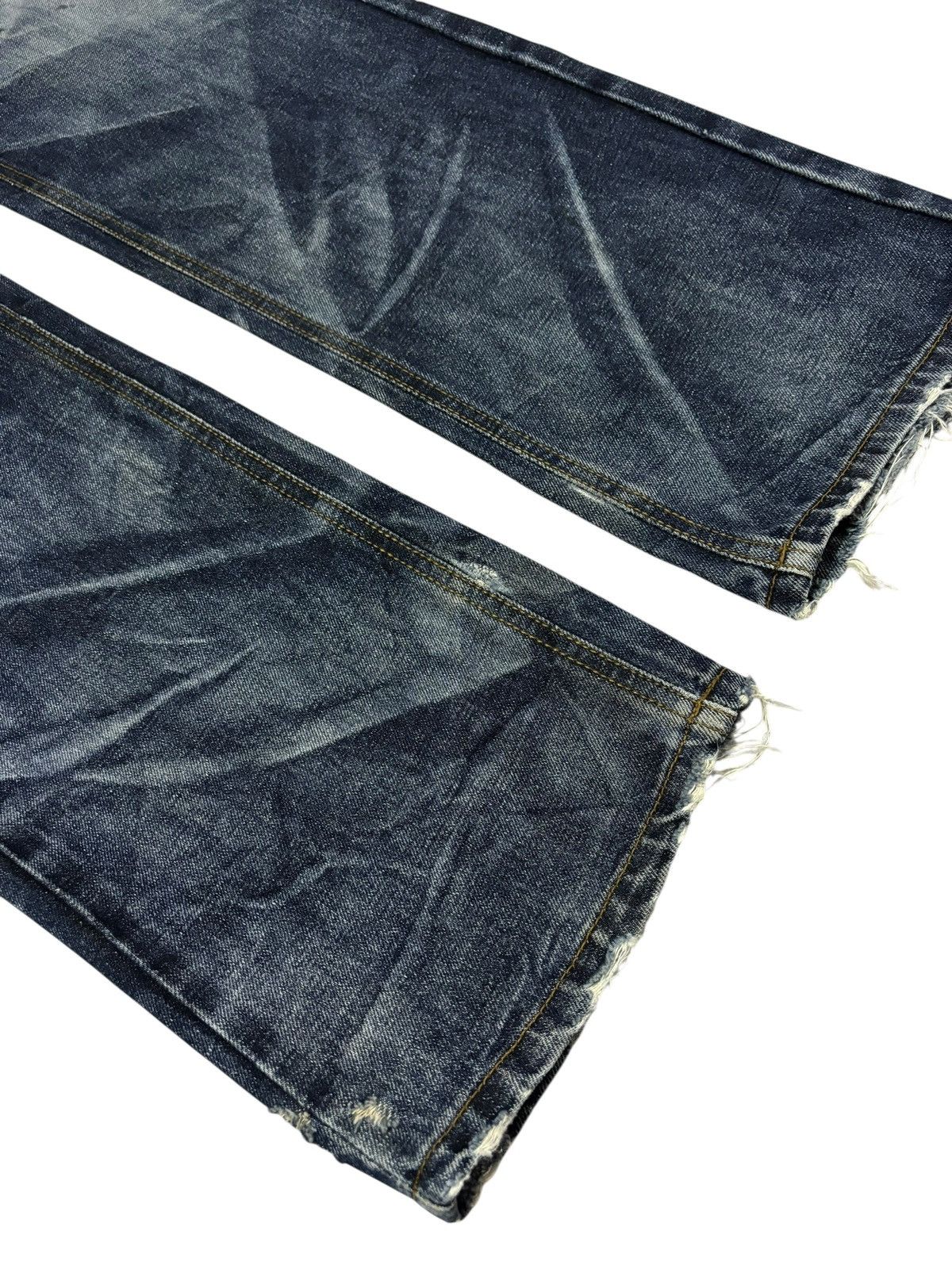 Japanese Brand Vtg WashWash Strike Faded Distressed Heavy Jeans Size US 35 - 3 Thumbnail