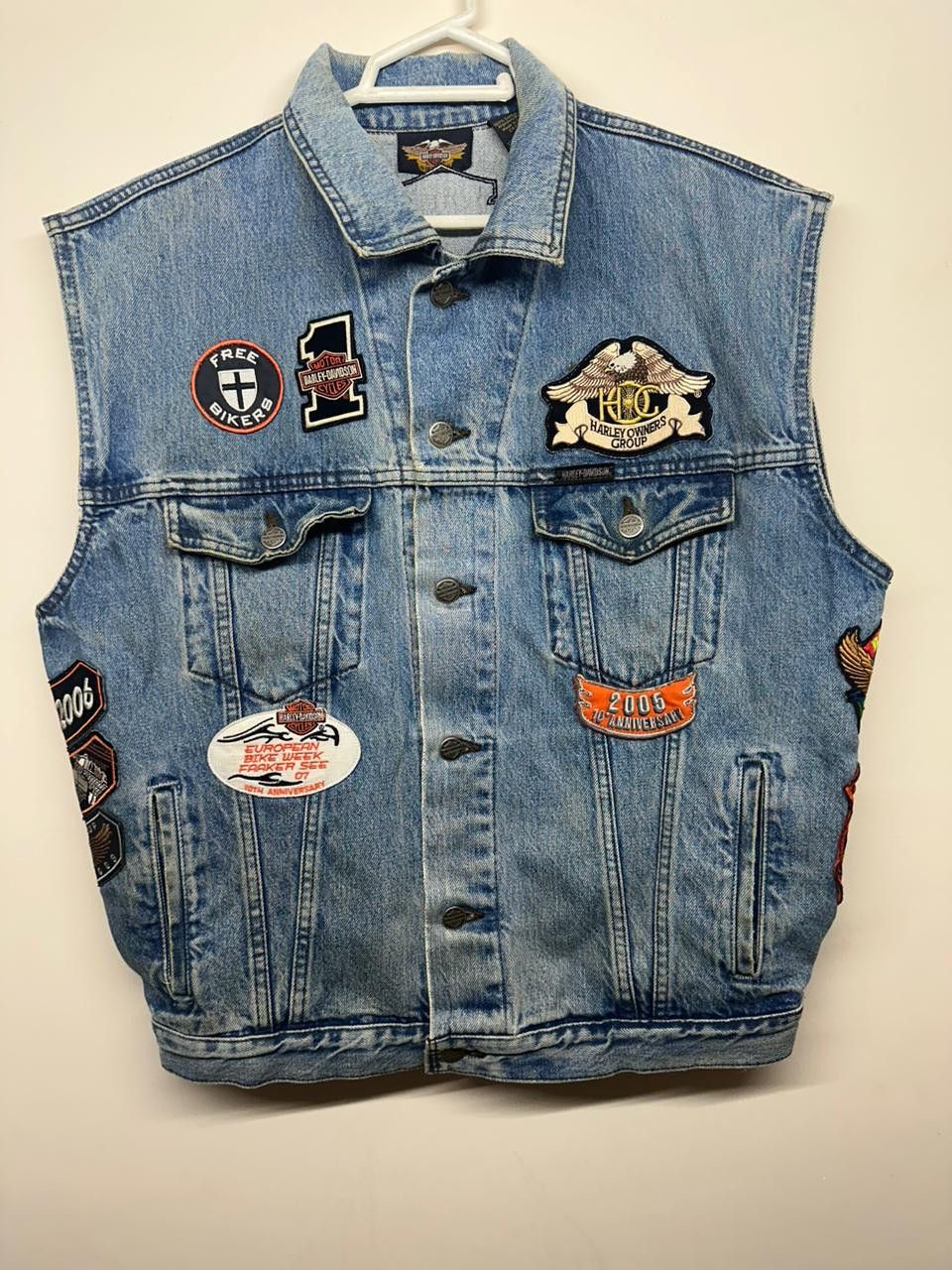 Harley Davidson × Vintage Vintage Harley Davidson denim vest Size US L / EU 52-54 / 3 - 1 Thumbnail