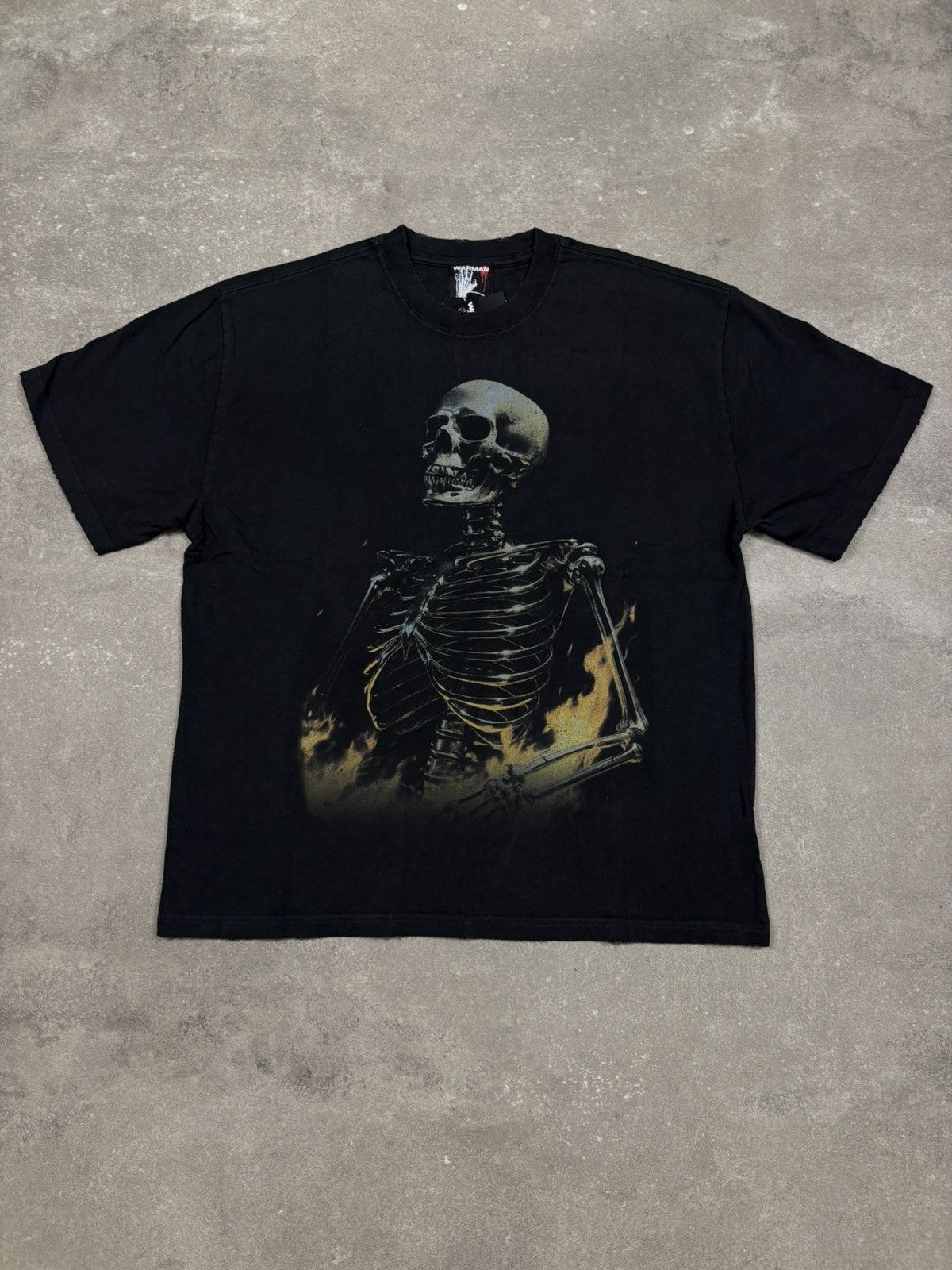 Vintage Warman Skeleton on Fire Graphic T-Shirt, Black Size US L / EU 52-54 / 3 - 1 Thumbnail
