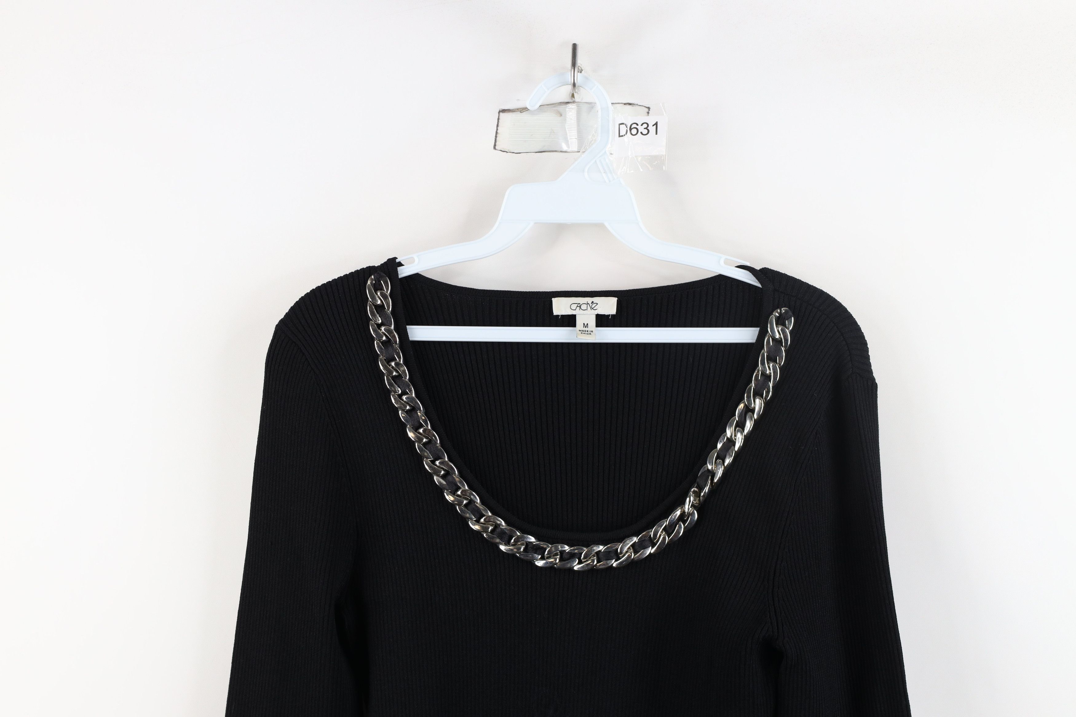 Vintage Vintage 90s Cache Ribbed Knit Cuban Link Knit Sweater Size M / US 6-8 / IT 42-44 - 2 Thumbnail
