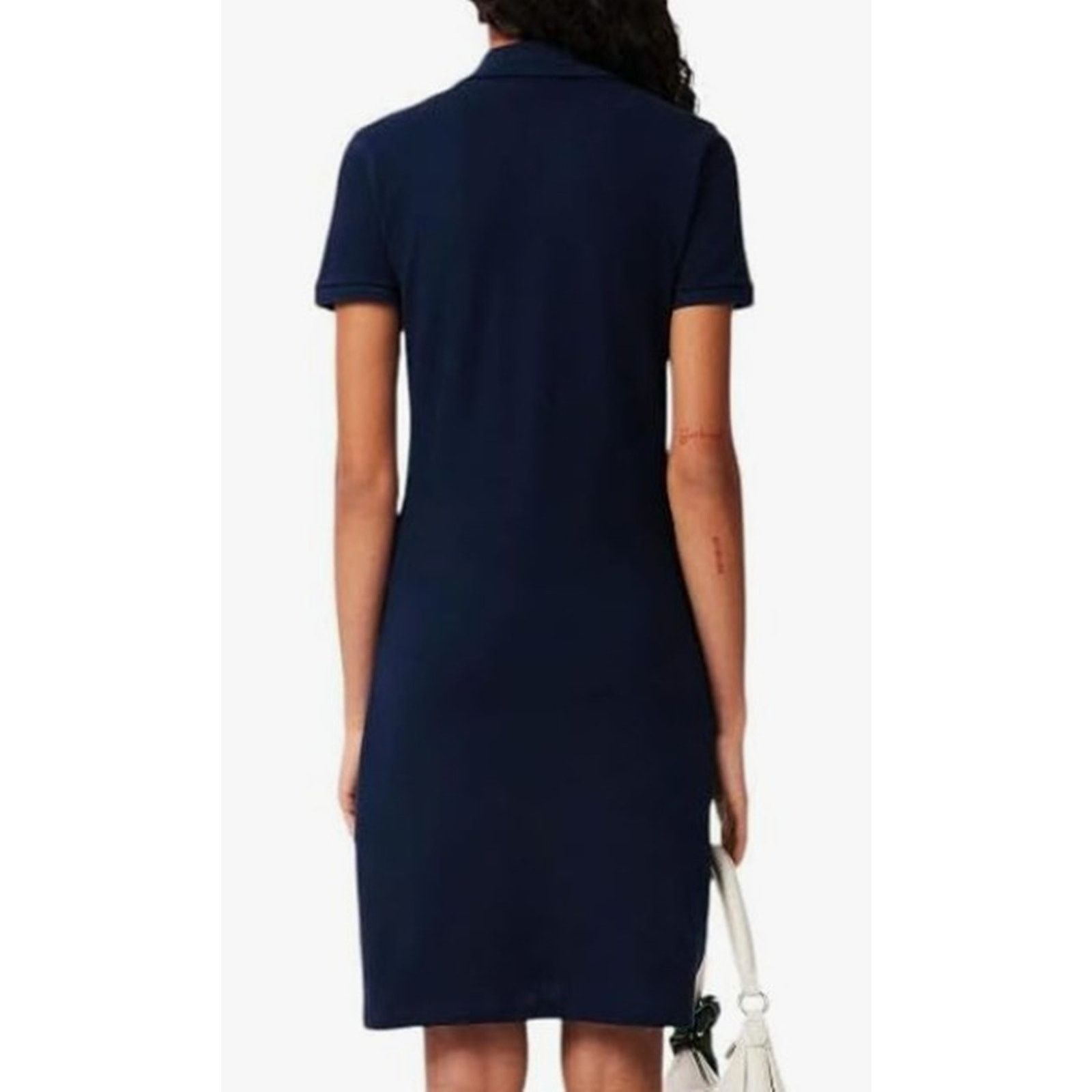 Lacoste Lacoste Women's Short Sleeve Slim Fit Stretch Dress Navy 2 Size XS / US 0-2 / IT 36-38 - 4 Thumbnail
