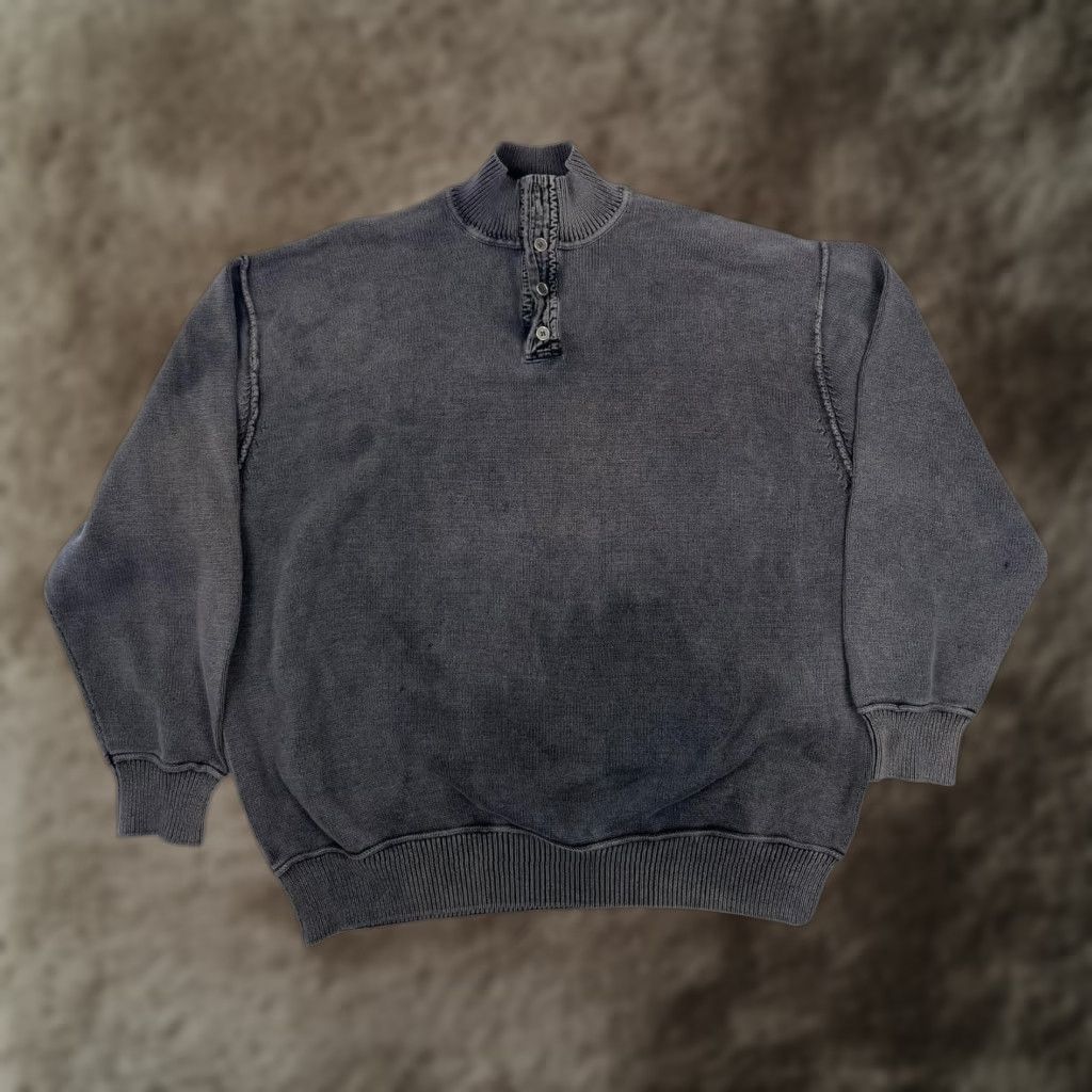 Pronto Uomo Blue Pronto Uomo Sweater Mens 2XL Gray Cotton Mock Neck Henley Pullover Knit Long Sleeve Sweatshirt Size US XXL / EU 58 / 5 - 1 Thumbnail