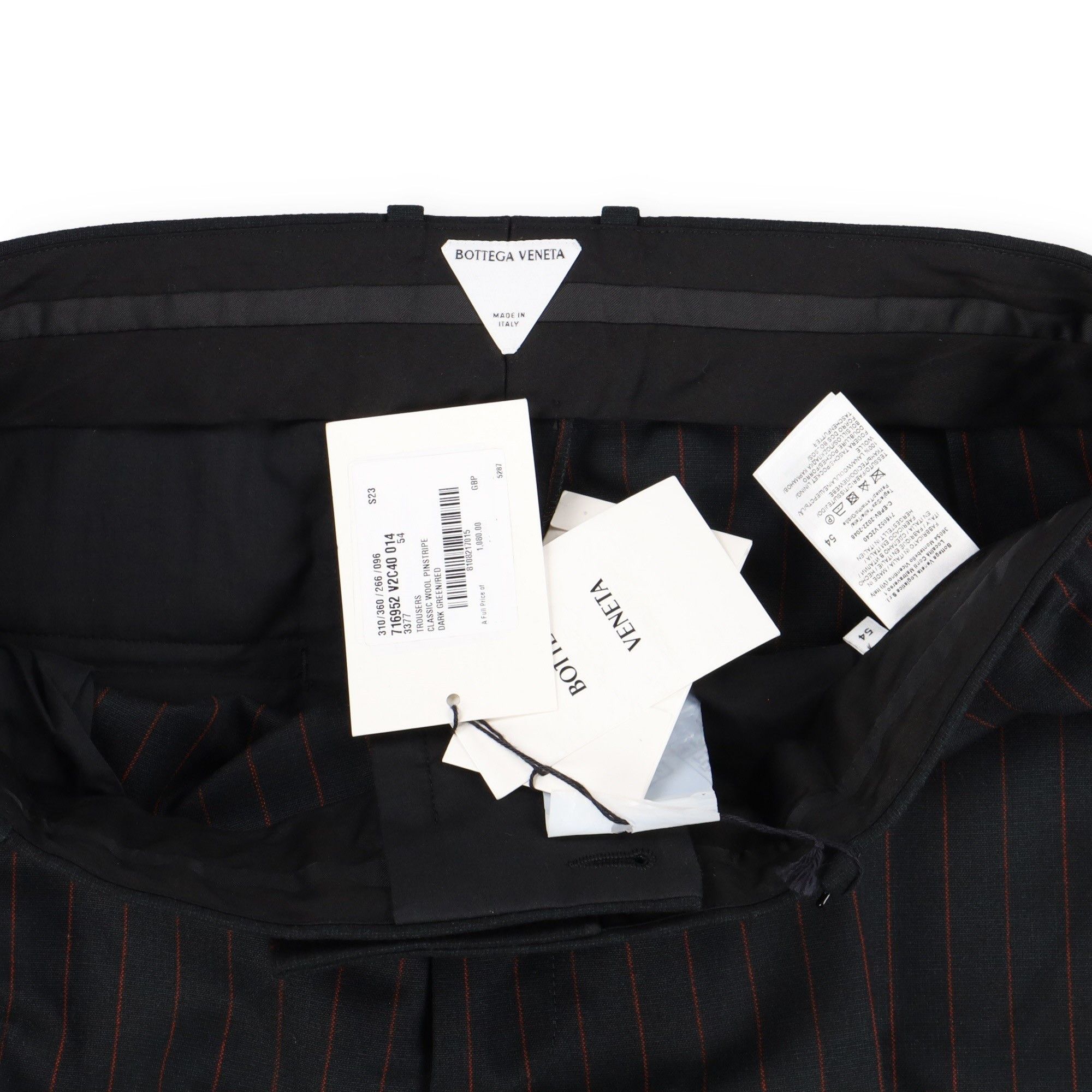 Bottega Veneta Dark Green Wool Pinstripe Slim Trousers Size US 38 / EU 54 - 5 Thumbnail