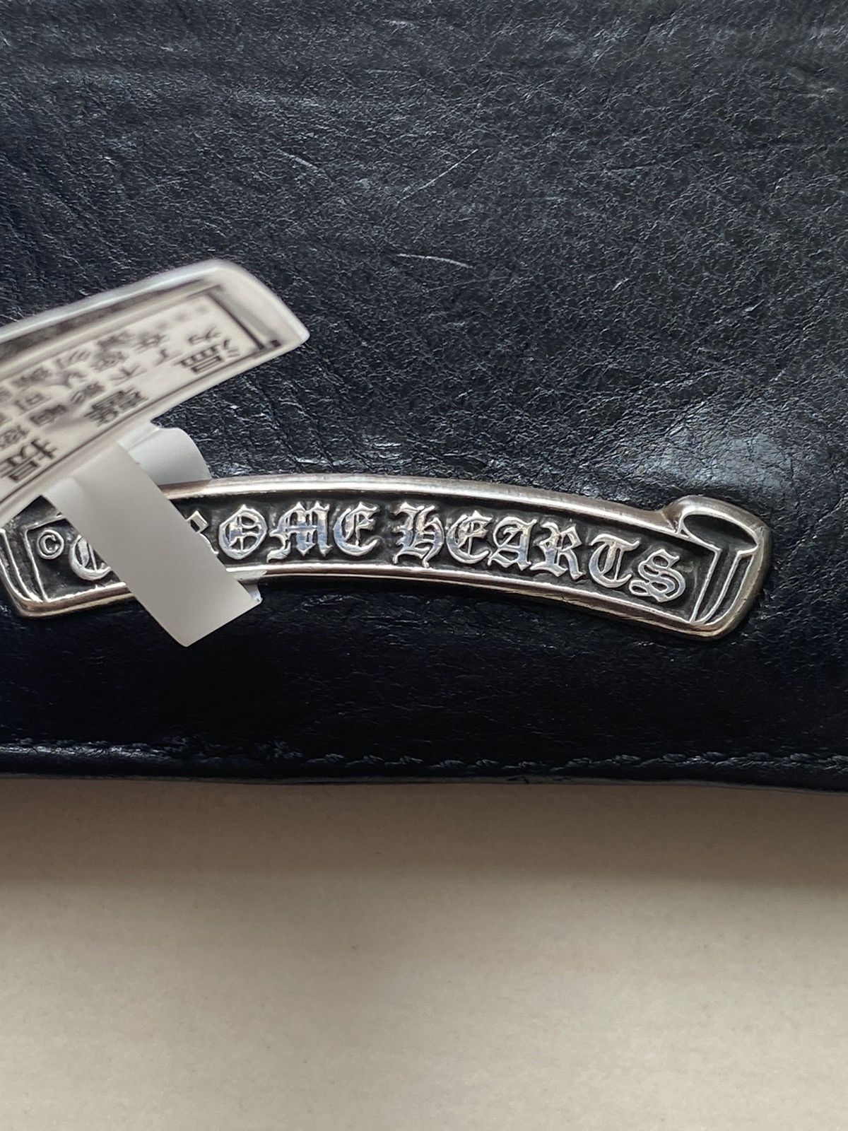 Chrome Hearts Chrome Hearts Silver Dagger Scroll Black Leather Card Holder Size ONE SIZE - 4 Thumbnail