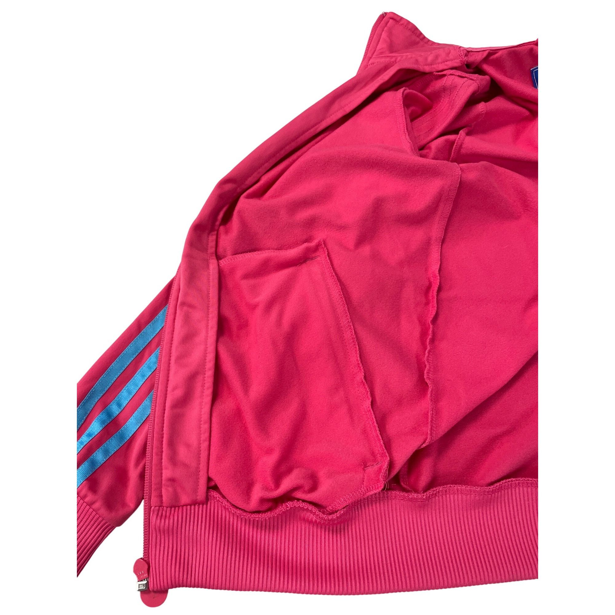 Adidas Adidas Womens Pink Track Jacket With Blue Stripes Size L SKU Size L / US 10 / IT 46 - 14 Thumbnail