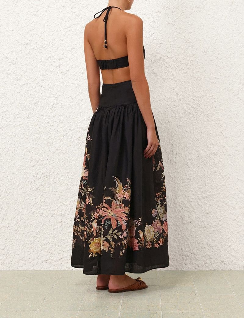 Zimmermann oc11z0226 Tallow Halter Midi Dress In Multicolor Size L / US 10 / IT 46 - 4 Thumbnail