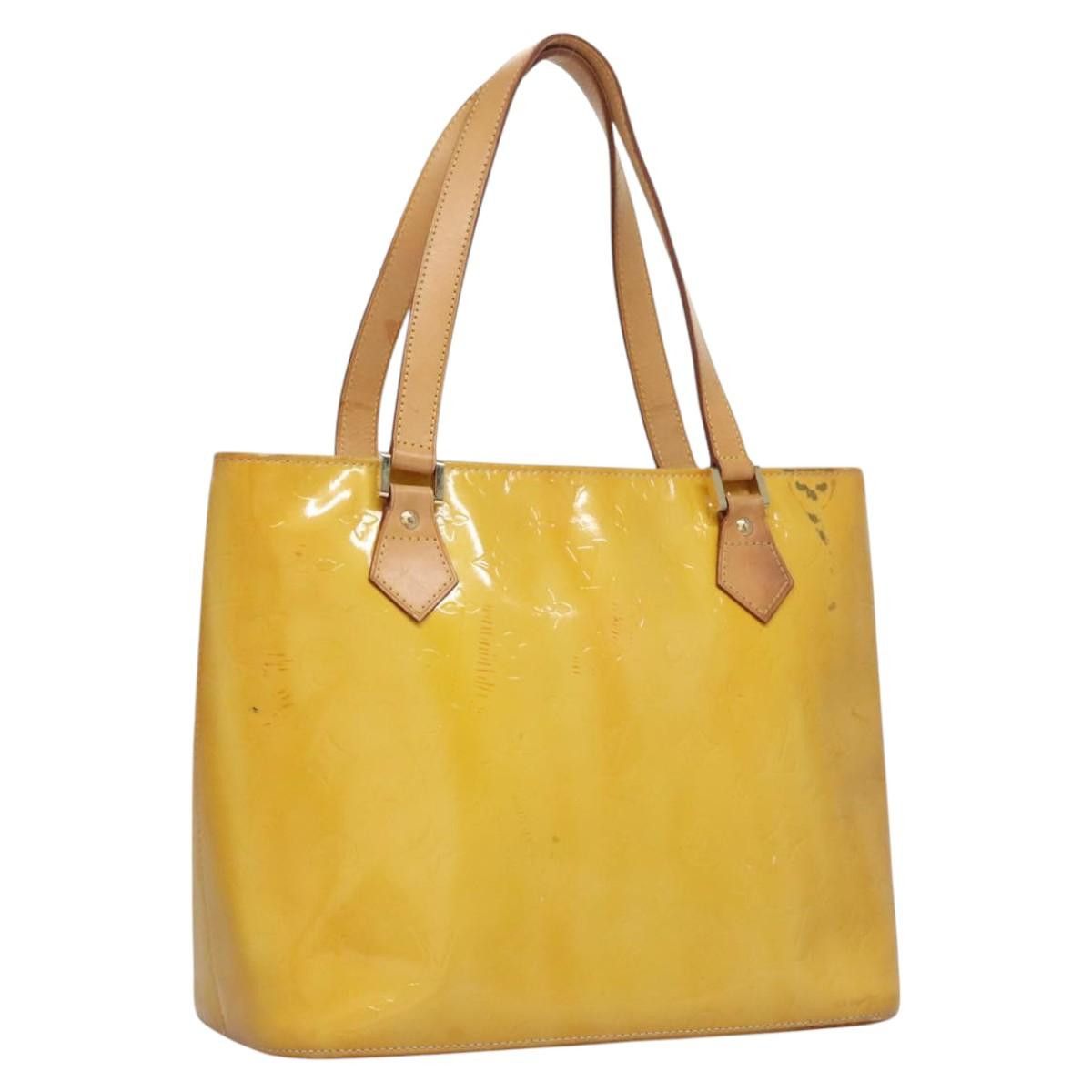 Louis Vuitton LOUIS VUITTON Monogram Vernis Houston Hand Bag Lime Yellow Size ONE SIZE - 1 Thumbnail