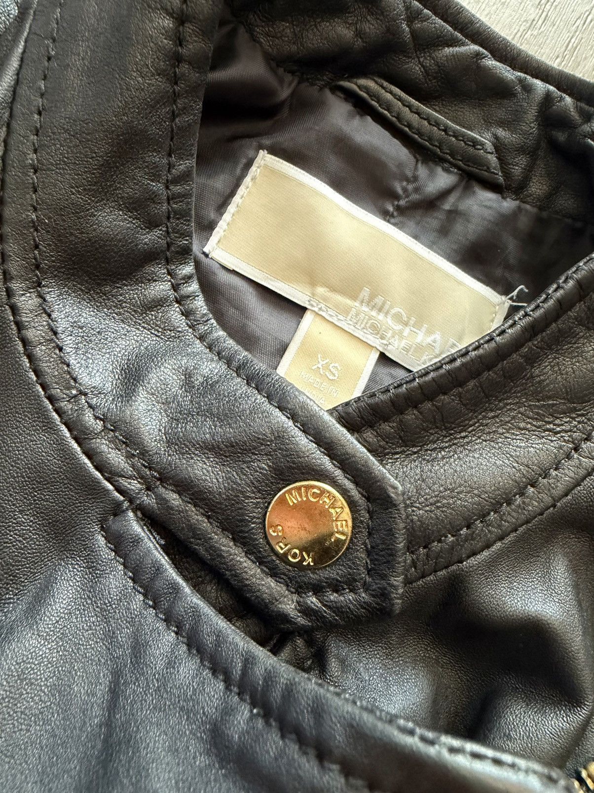 Michael Kors Michael Kors Lambskin Leather Moto Cafe Racer Jacket Sz XS Size XS / US 0-2 / IT 36-38 - 6 Thumbnail