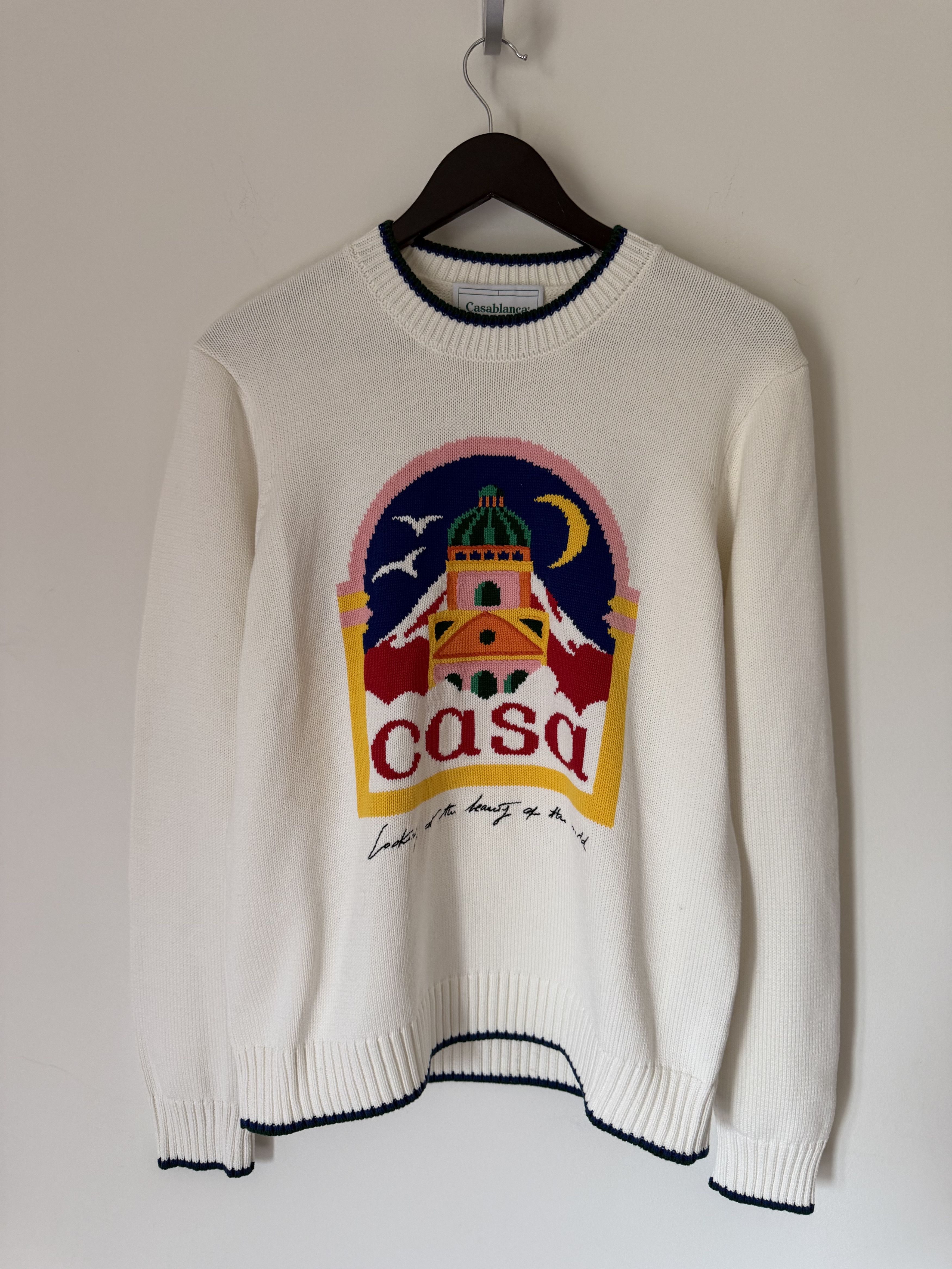 Casablanca Casablanca Casa Intarsia Sweater in White Size US M / EU 48-50 / 2 - 1 Thumbnail