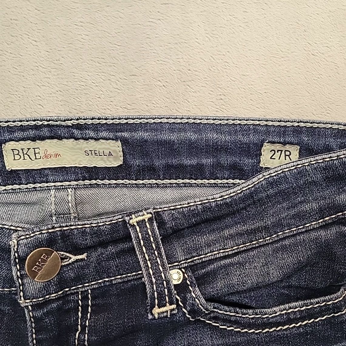 BKE VINTAGE Bke Jeans Womens 27x31.5 Blue Denim Stella Thick Whipstitch Western Cowboy Pants Size 27" / US 4 / IT 40 - 3 Thumbnail