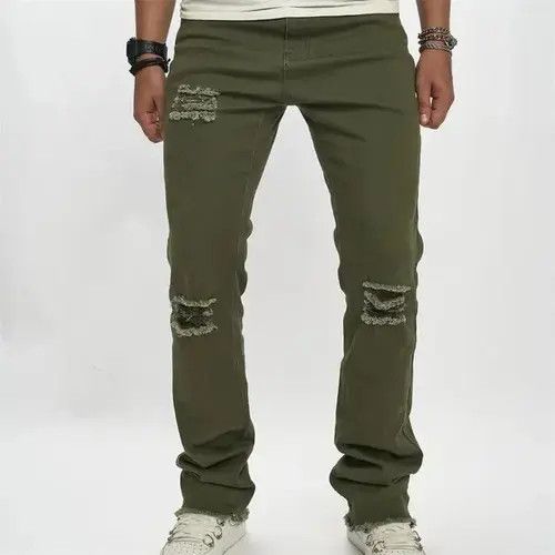 Japanese Brand × Jean Knee Holes Ripped Men Slim Fit Jean Size US 34 / EU 50 - 1 Thumbnail