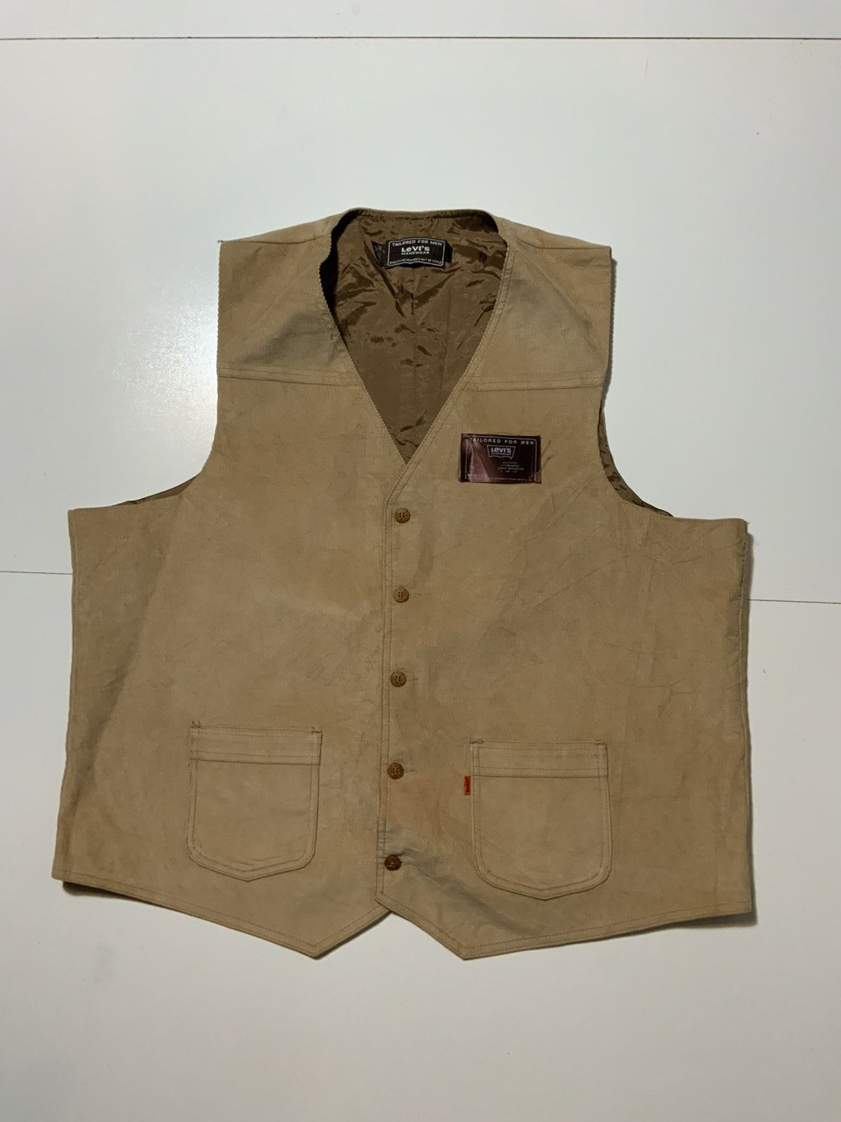 Levi's 70s 80s Levi’s Orange Tab Corduroy Tailored Vest Jacket Size US XXL / EU 58 / 5 - 1 Thumbnail