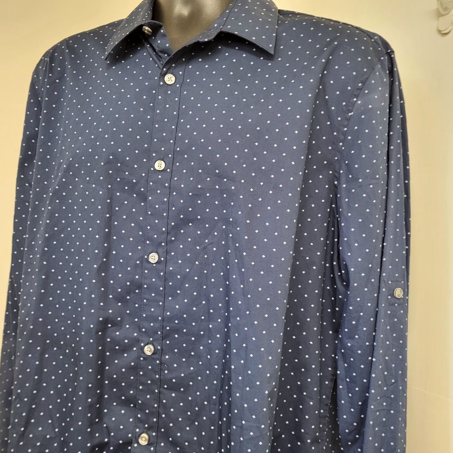 Perry Ellis VINTAGE Perry Ellis Shirt Men's XL Blue/White Arrowhead Print Long Sleeve Button-Up Size US XL / EU 56 / 4 - 2 Thumbnail