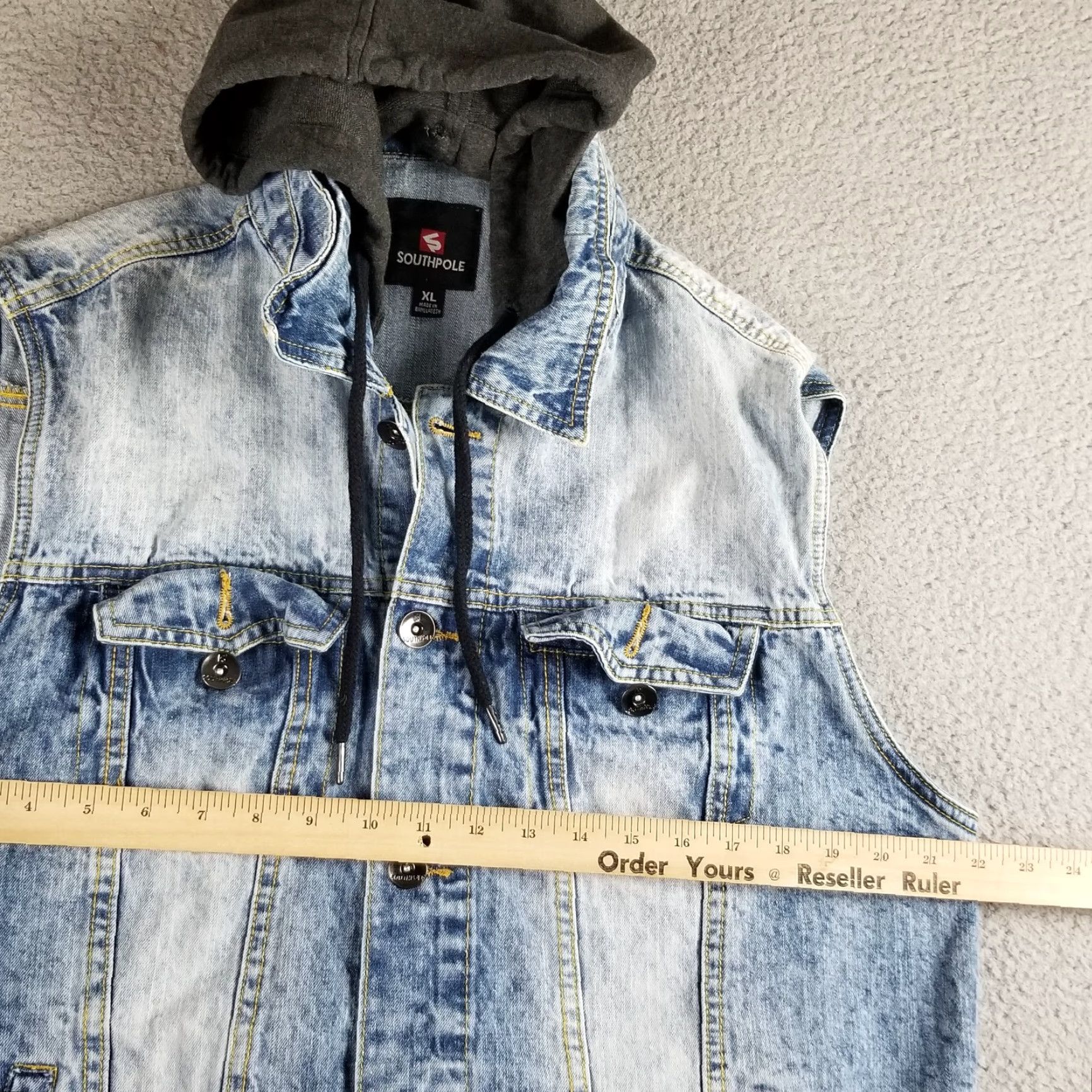 Southpole VINTAGE Southpole Jacket Men XL Hooded Denim Acid Wash Streetwear Hip Hop 90s Classic Size US XL / EU 56 / 4 - 4 Thumbnail