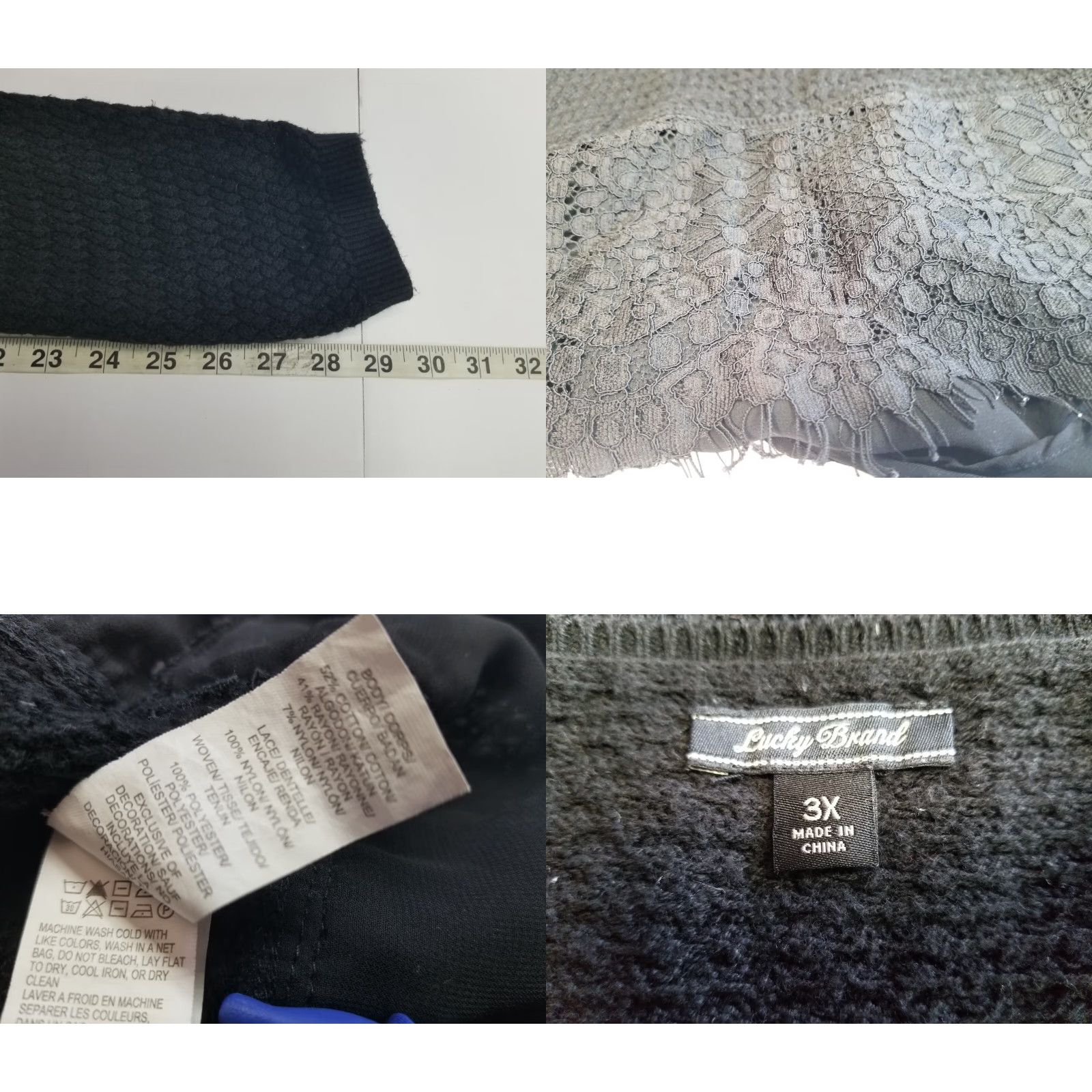 Lucky Brand Lucky Brand Women Shirt 3X Black Geometric Long Sleeve Crew Neck Plus Size T-Shirt Size XXL / US 16-18 / IT 52-54 - 8 Thumbnail