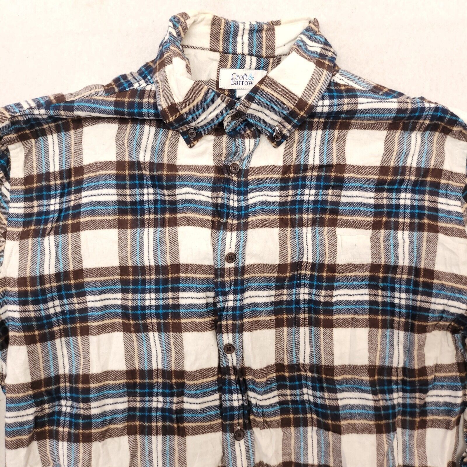 Croft & Barrow Croft & Barrow Tartan Flannel Button Shirt Mens Size L White Size US L / EU 52-54 / 3 - 1 Thumbnail