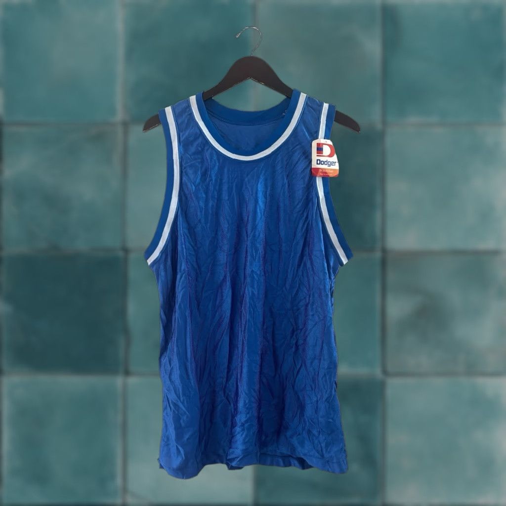 Vintage VINTAGE Dodger Tank Jersey Mens L 90s Blue Nylon Athletic Basketball NOS NWT USA made Size US L / EU 52-54 / 3 - 1 Thumbnail
