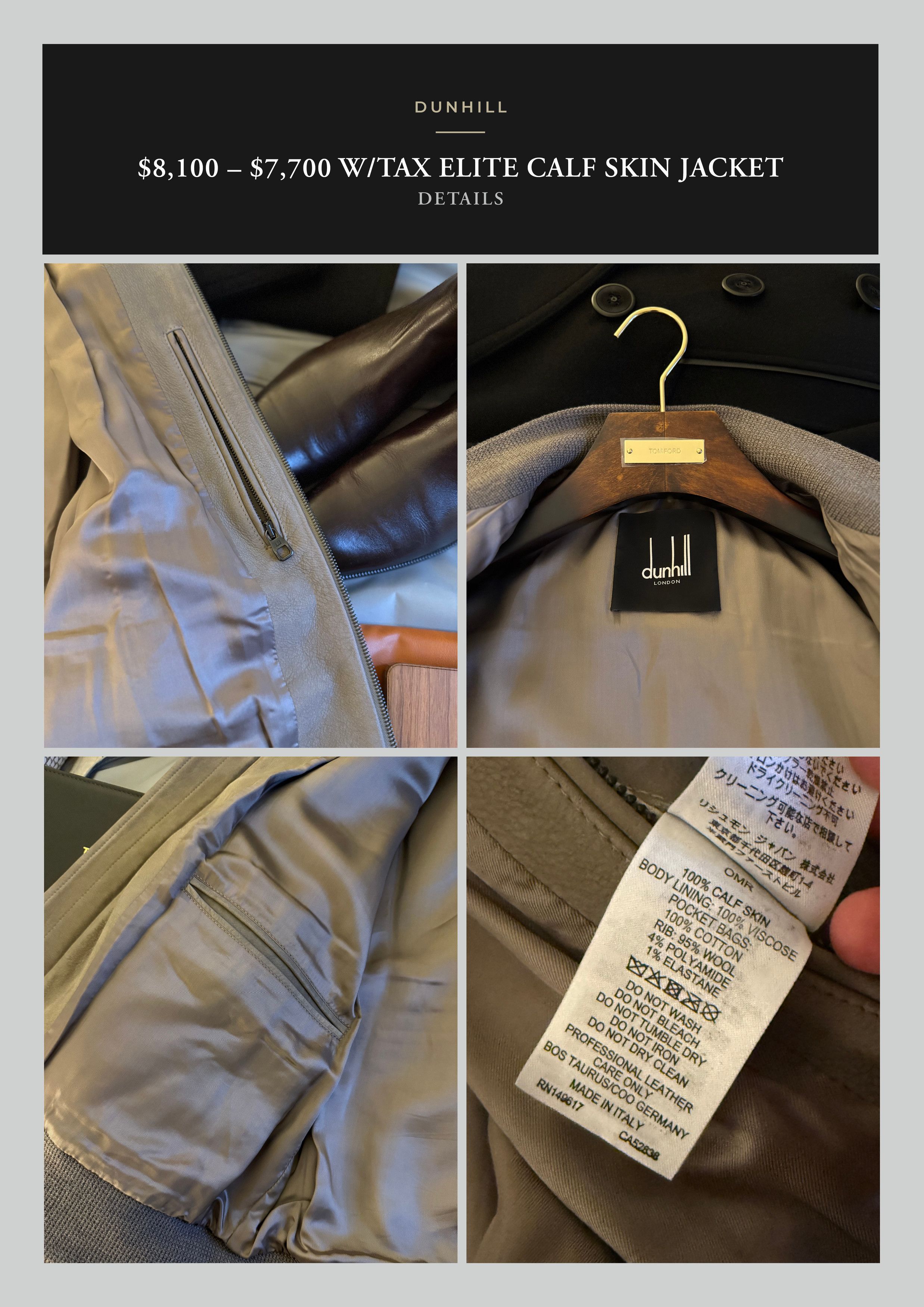 Alfred Dunhill Best Dressed Extremely Rare $7500 DUNHILL Taupe Calf Jacket Size US M / EU 48-50 / 2 - 22 Thumbnail