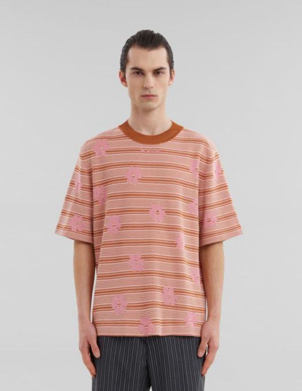 Marni o1w1db10326 Striped Floral T-Shirt in Pink Size US L / EU 52-54 / 3 - 1 Thumbnail