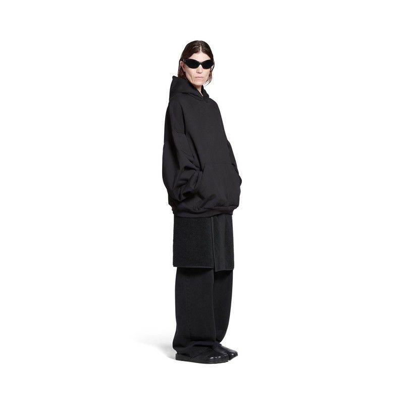 Balenciaga o1s1rm1125 Handwritten Round Hoodie Oversized in Black Size XS / US 0-2 / IT 36-38 - 4 Thumbnail