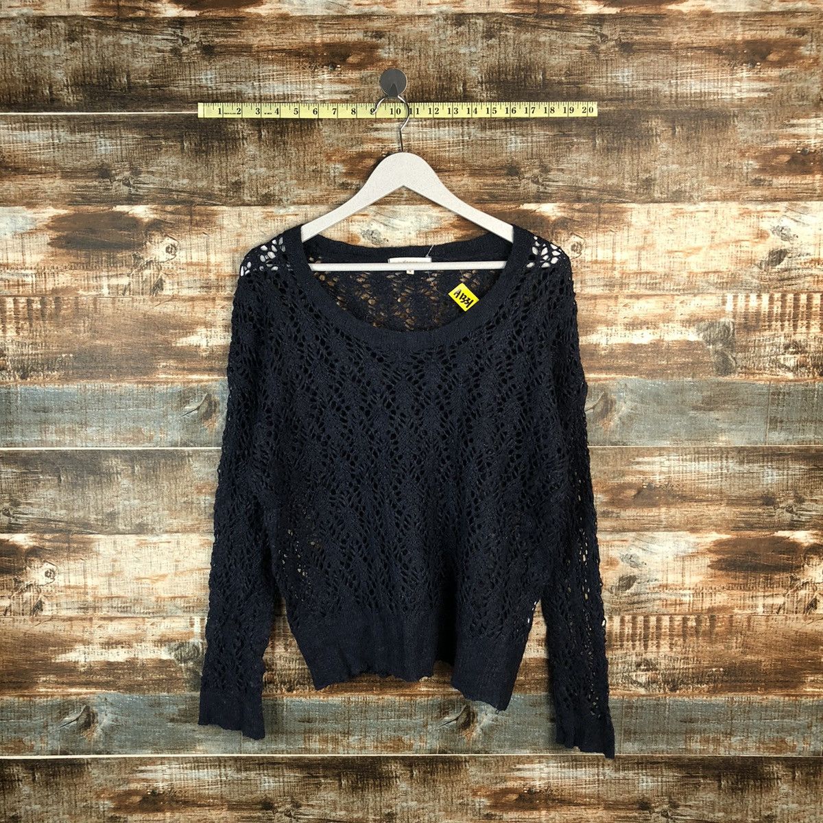 Homespun Knitwear × Japanese Brand × Vintage Grove Dark Blue crochet meshnet vintage Knitwear #A1331 Size S / US 4 / IT 40 - 1 Thumbnail
