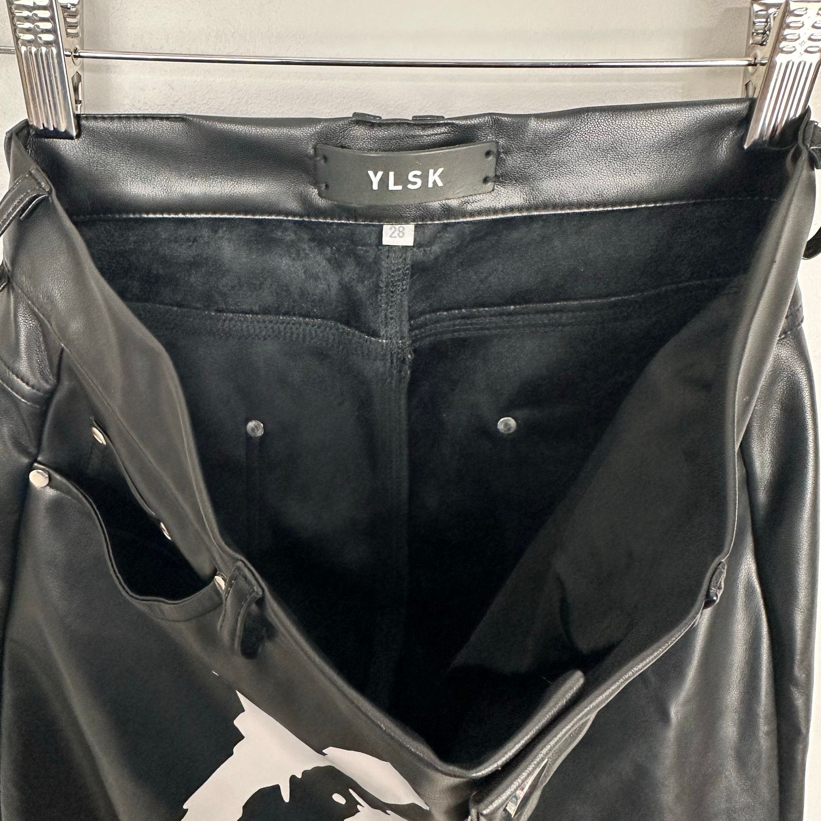 Other YLSK Mens Skinny Faux Leather Low Rise Pants Suede Lined 28 Size US 28 / EU 44 - 7 Thumbnail