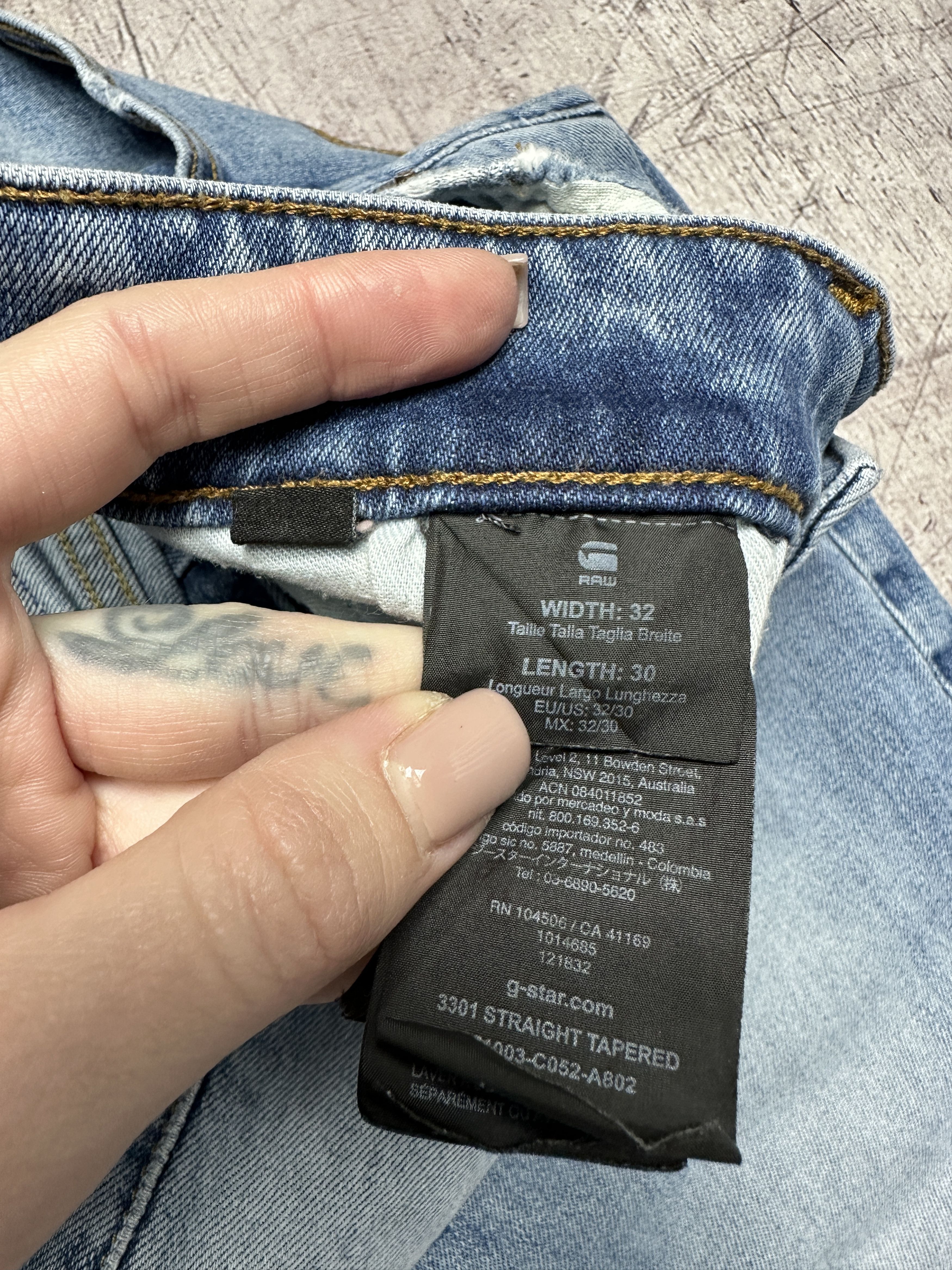G-Star G Star Raw 3301 Straight Tapered Mens Denim Pants Jeans Size US 32 / EU 48 - 4 Thumbnail