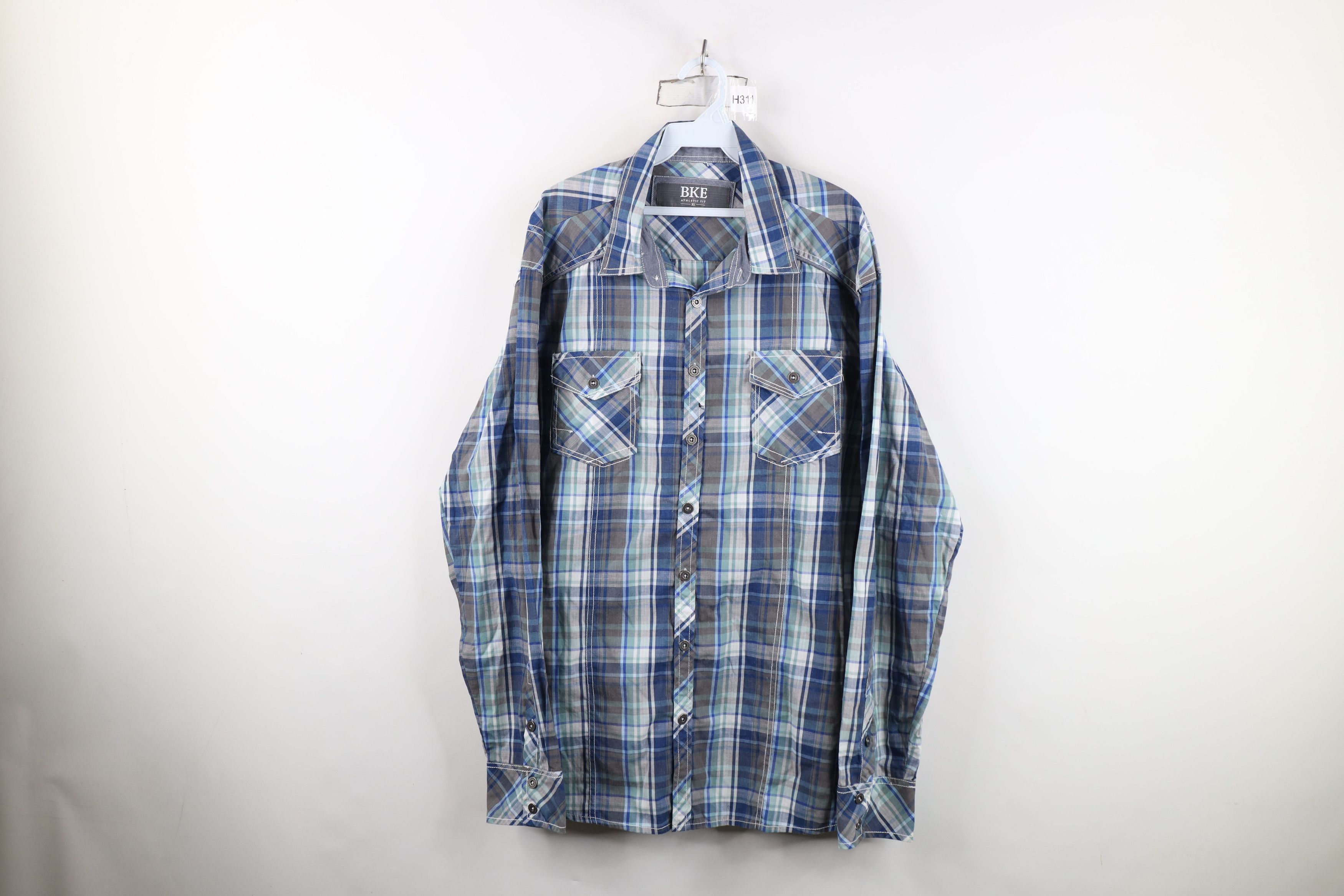 Vintage Buckle BKE Fit Thick Stitch Collared Button Shirt Plaid Size US XL / EU 56 / 4 - 1 Thumbnail