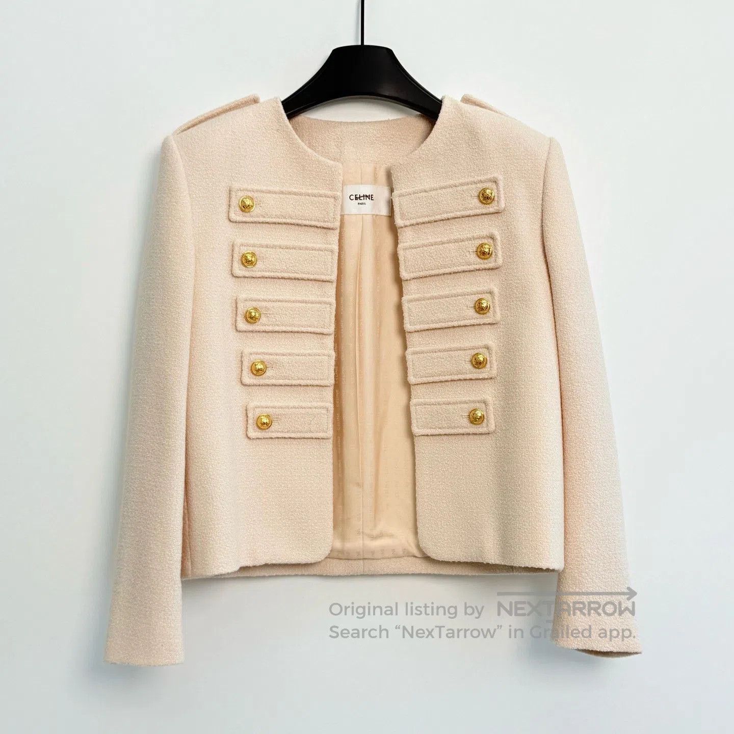 Celine CELINE SS23 Solid Tweed Button Knit Top. Size XXS / US 00 / IT 34 - 1 Thumbnail