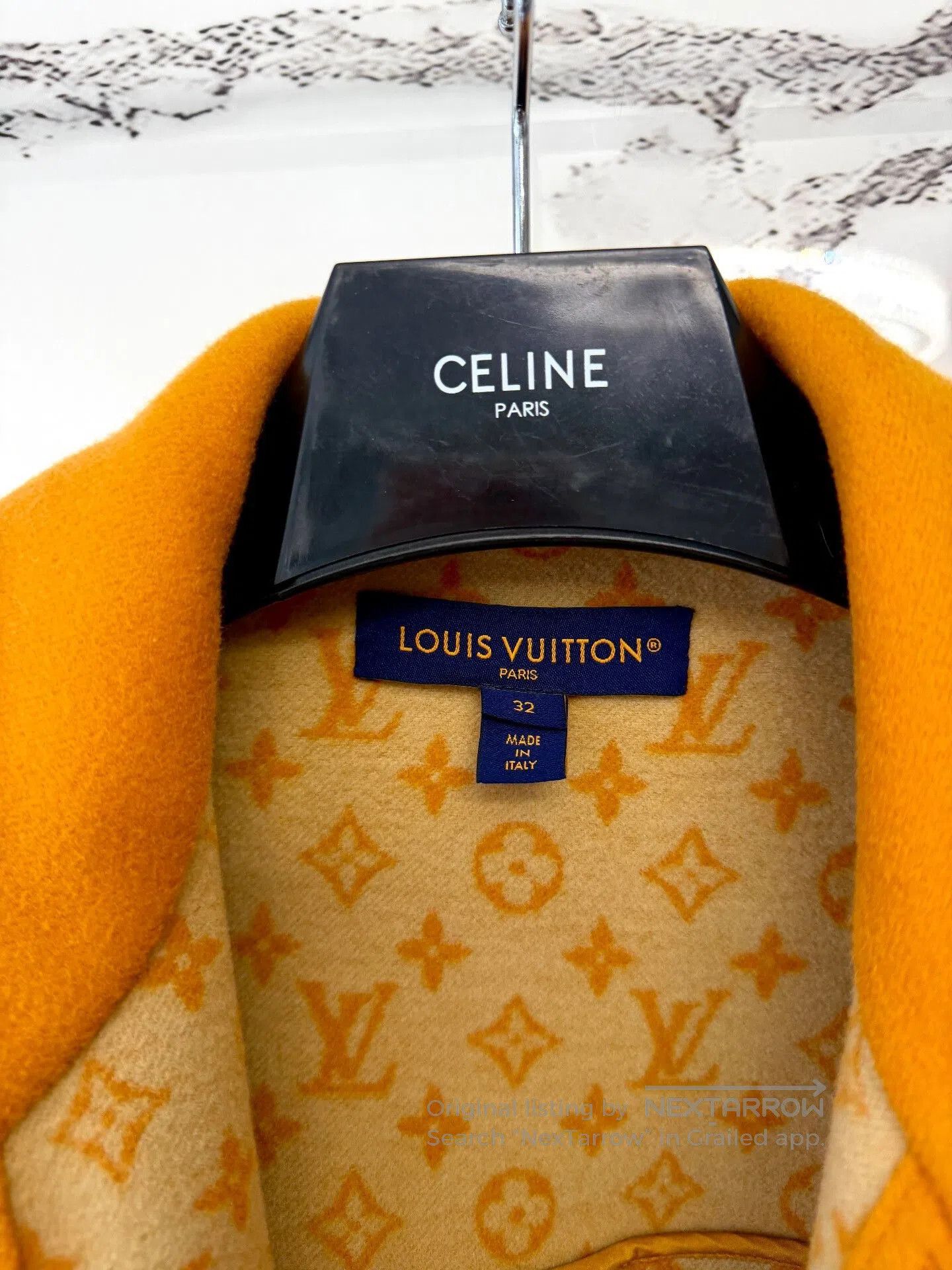 Louis Vuitton louis vuitton orange wool printed coat. Size XXS / US 00 / IT 34 - 2 Thumbnail