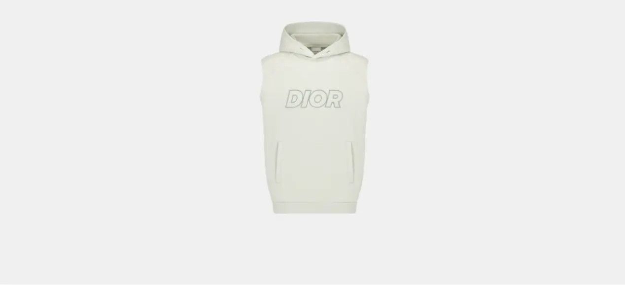 Dior o1w1db10824 Oversized Sleeveless Hooded Sweatshirts in Ivory Size US XL / EU 56 / 4 - 1 Thumbnail