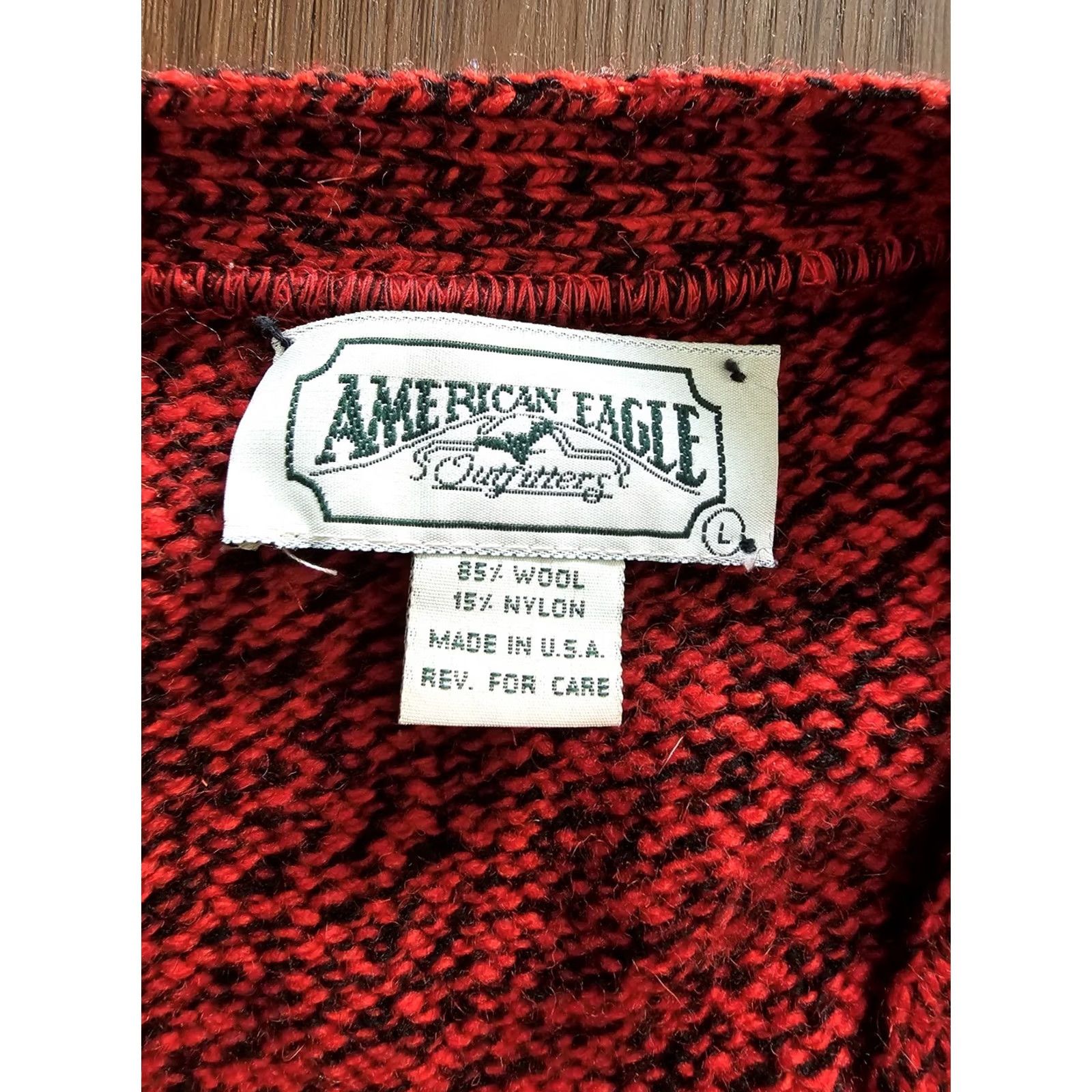 Vintage VINTAGE American Eagle Wool Cardigan Sweater Red Womens Large Size L / US 10 / IT 46 - 4 Thumbnail