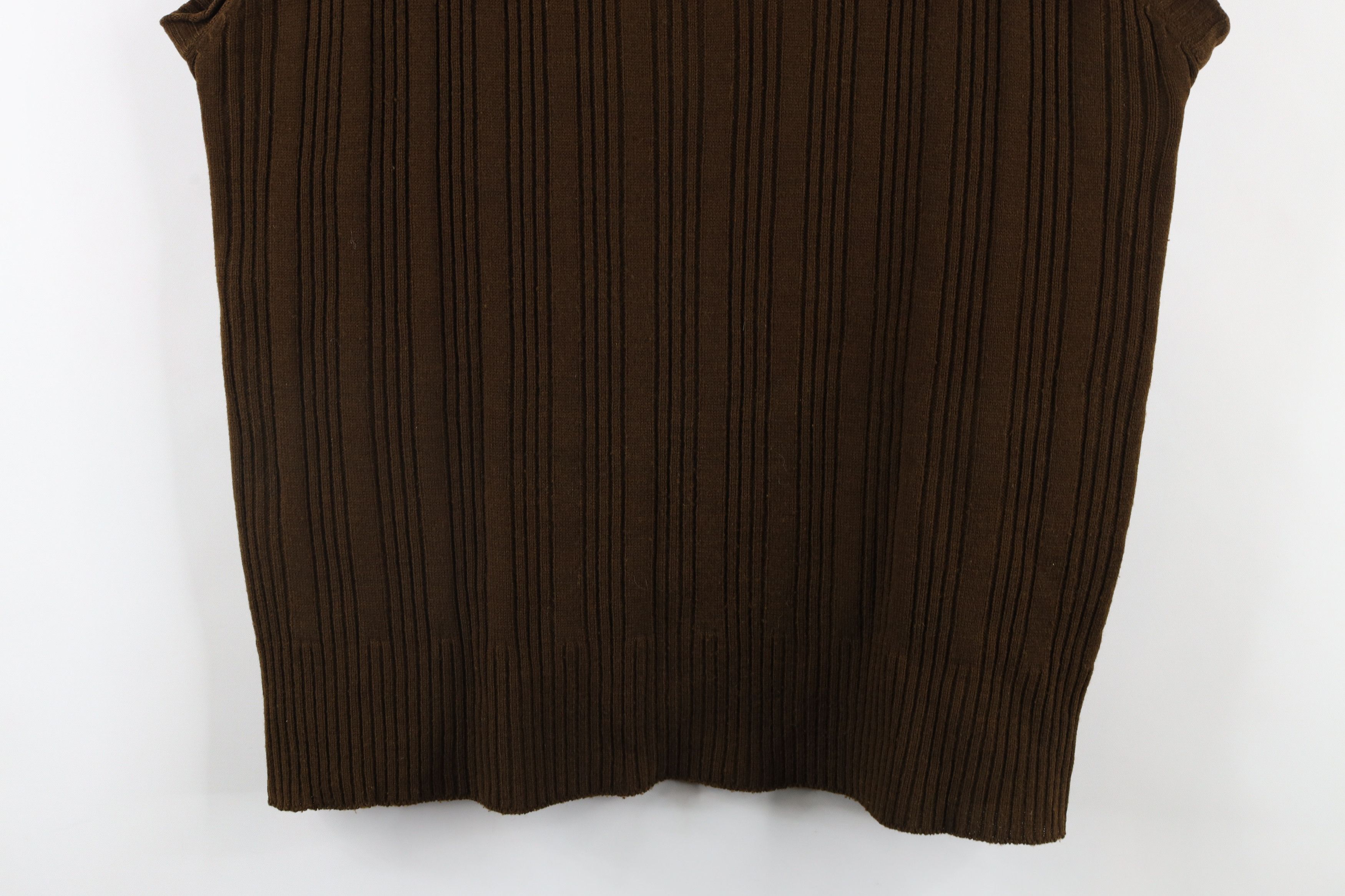 Vintage Vintage 70s Streetwear Ribbed Knit V-Neck Sweater Vest Brown Size L / US 10 / IT 46 - 3 Thumbnail