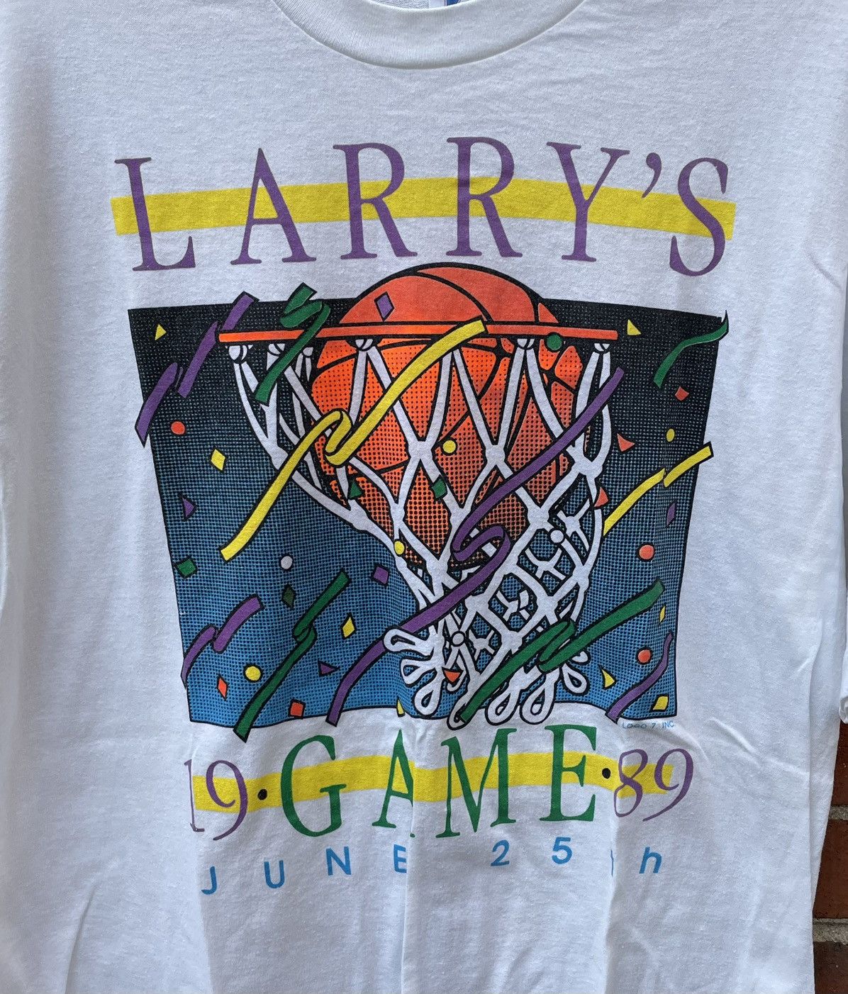 Vintage 1989 Logo 7 Larry Birds Game Basketball T Shirt