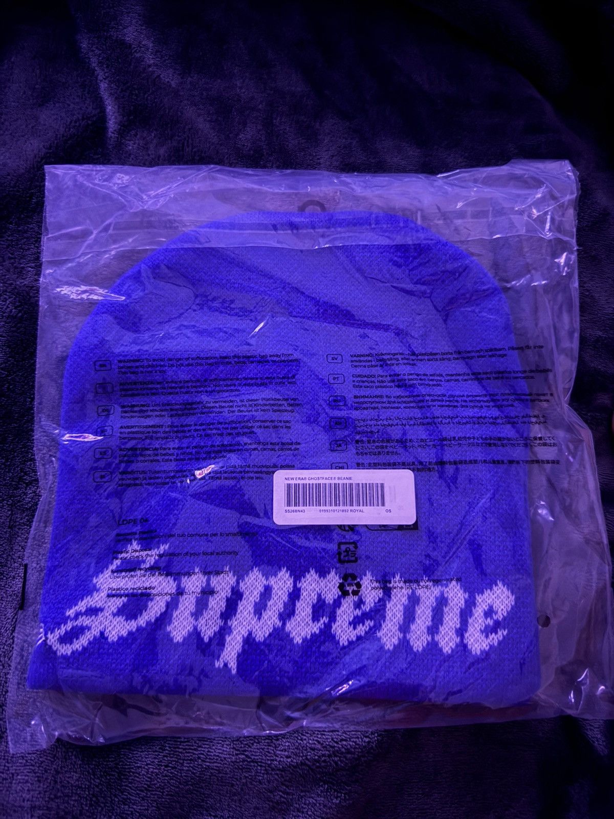 Supreme Supreme New Era Ghostface Beanie Blue Size ONE SIZE - 2 Thumbnail
