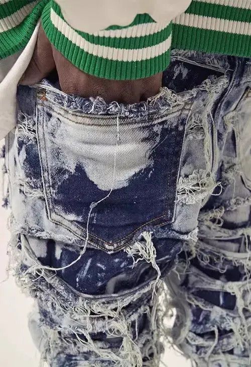 Japanese Brand × Jean Vintage washed raw edge fringed heavyweight jeans Size US 32 / EU 48 - 3 Thumbnail