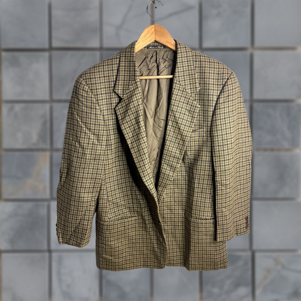 Vintage VINTAGE Mani Sport Coat Blazer Mens 44 Brown Check Tweed Wool Made In Italy 80s Size 44R - 1 Thumbnail