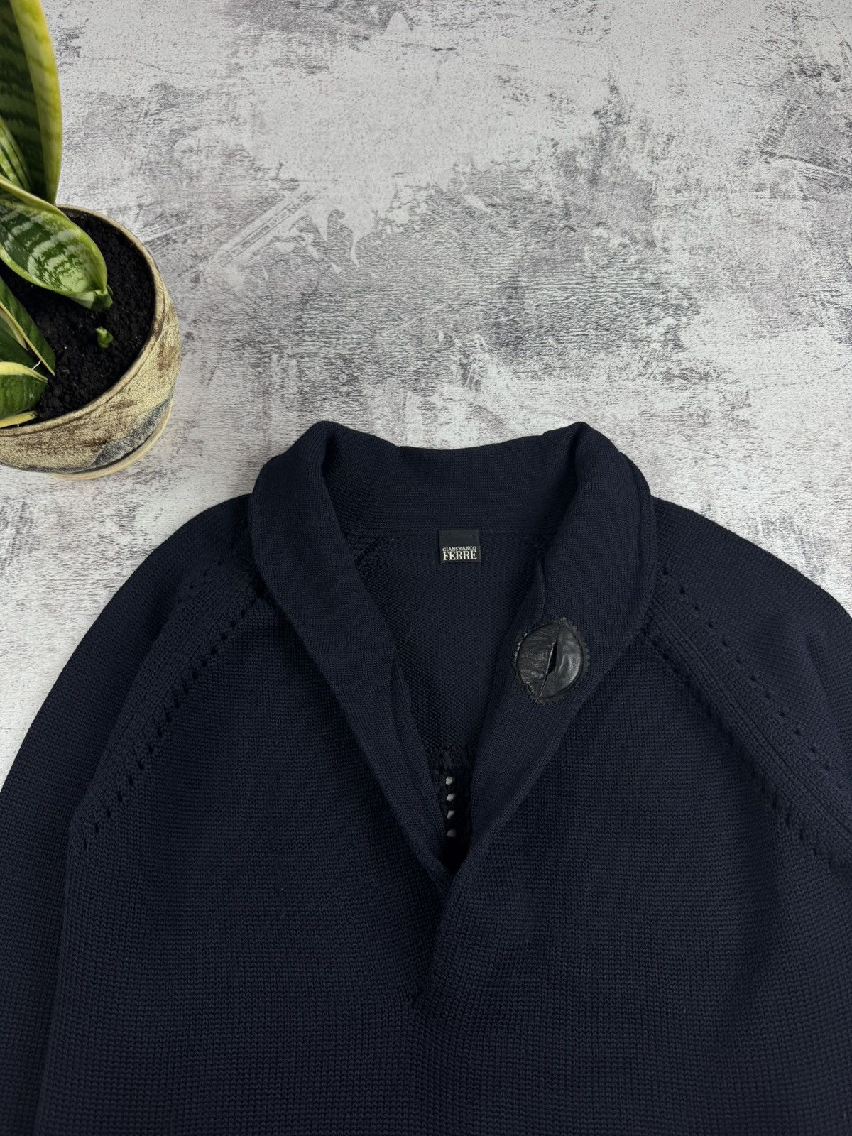 Gianfranco Ferre Gianfranco Ferre Blue F Knited Cardigan Button Shawl Collar Sweater Pullover Size US XL / EU 56 / 4 - 8 Thumbnail