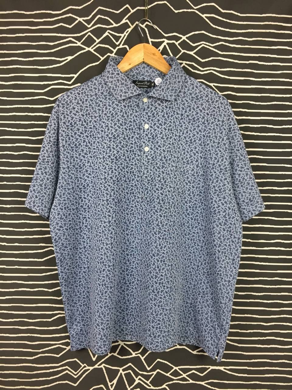 Vintage Vtg Import Post Blue Floral Patterned Polo Tee Size US XXL / EU 58 / 5 - 2 Thumbnail